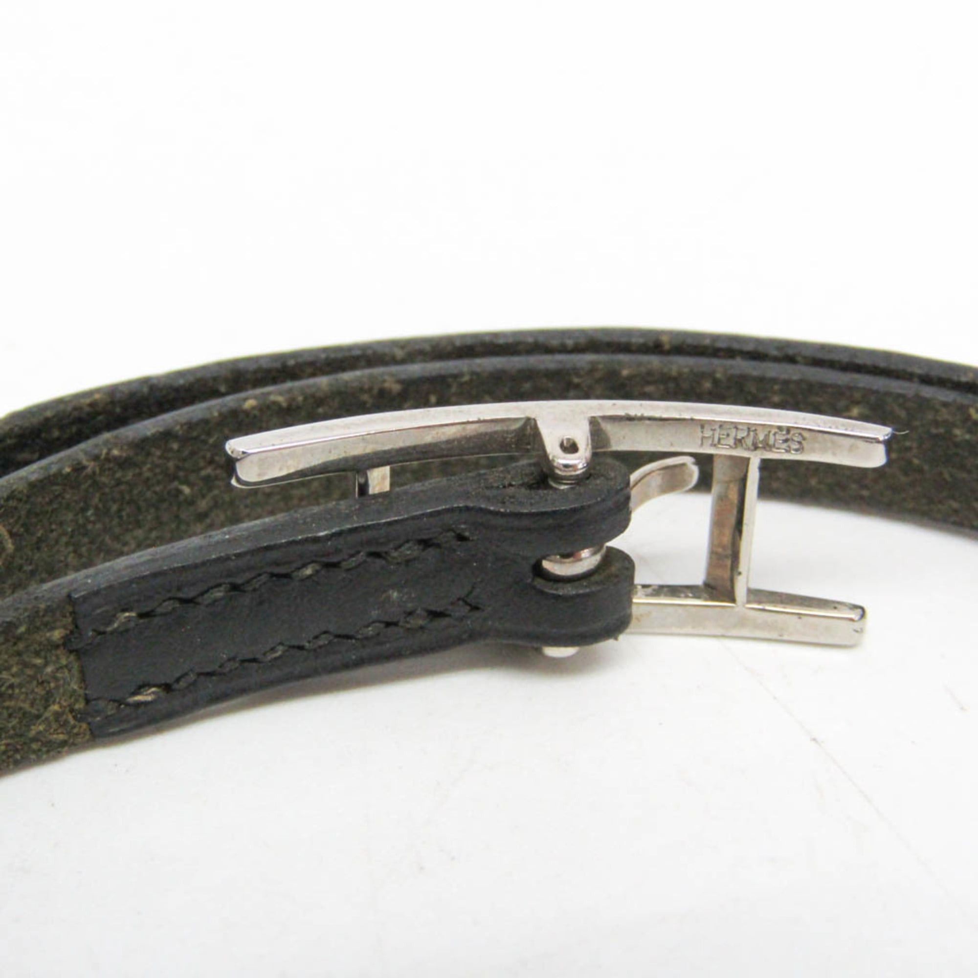 Hermes Hermes Hapi III Choker Leather,Metal Bangle Silver,Black Size ONE SIZE - 9 Thumbnail