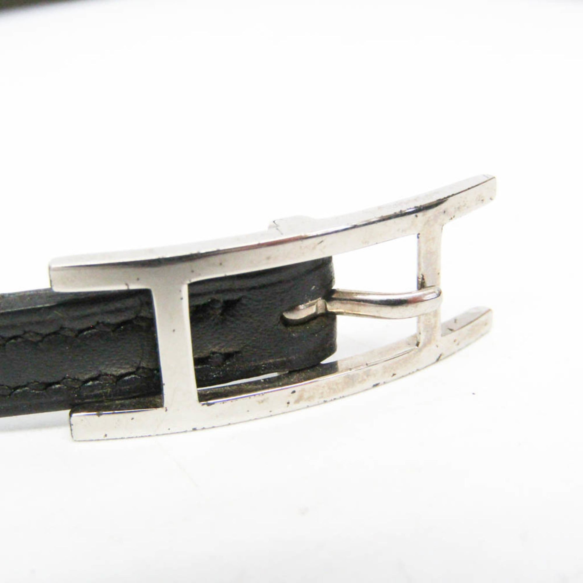 Hermes Hermes Hapi III Choker Leather,Metal Bangle Silver,Black Size ONE SIZE - 3 Thumbnail