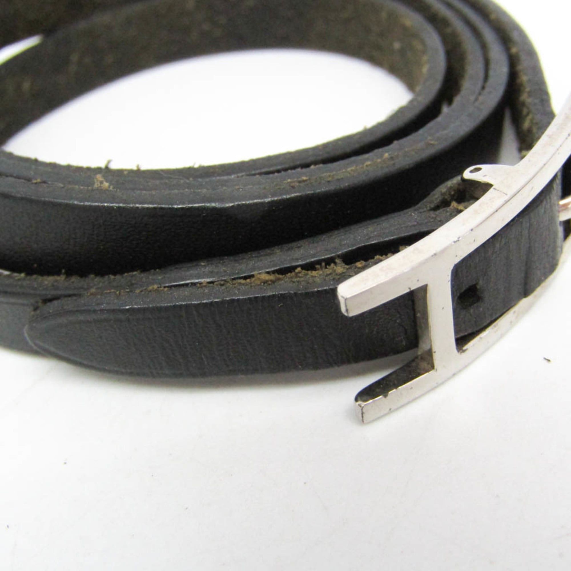 Hermes Hermes Hapi III Choker Leather,Metal Bangle Silver,Black Size ONE SIZE - 6 Thumbnail