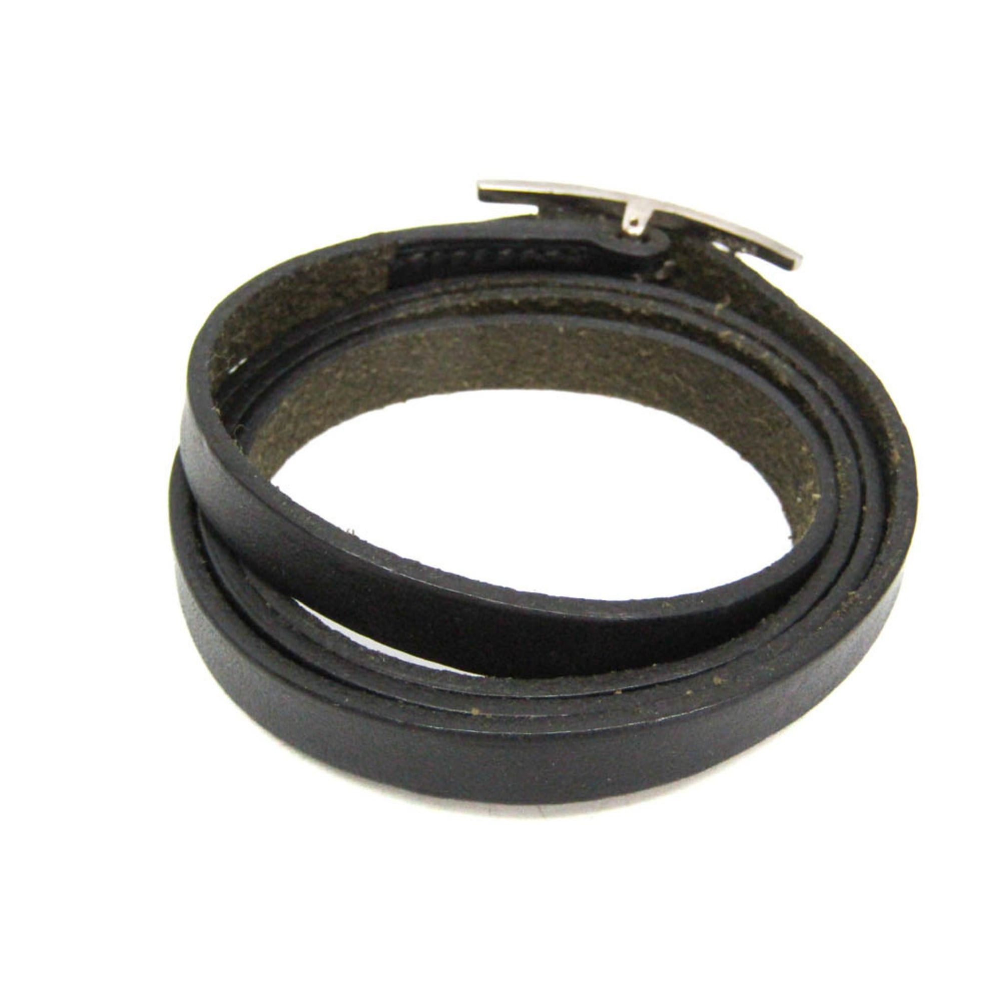Hermes Hermes Hapi III Choker Leather,Metal Bangle Silver,Black Size ONE SIZE - 2 Thumbnail