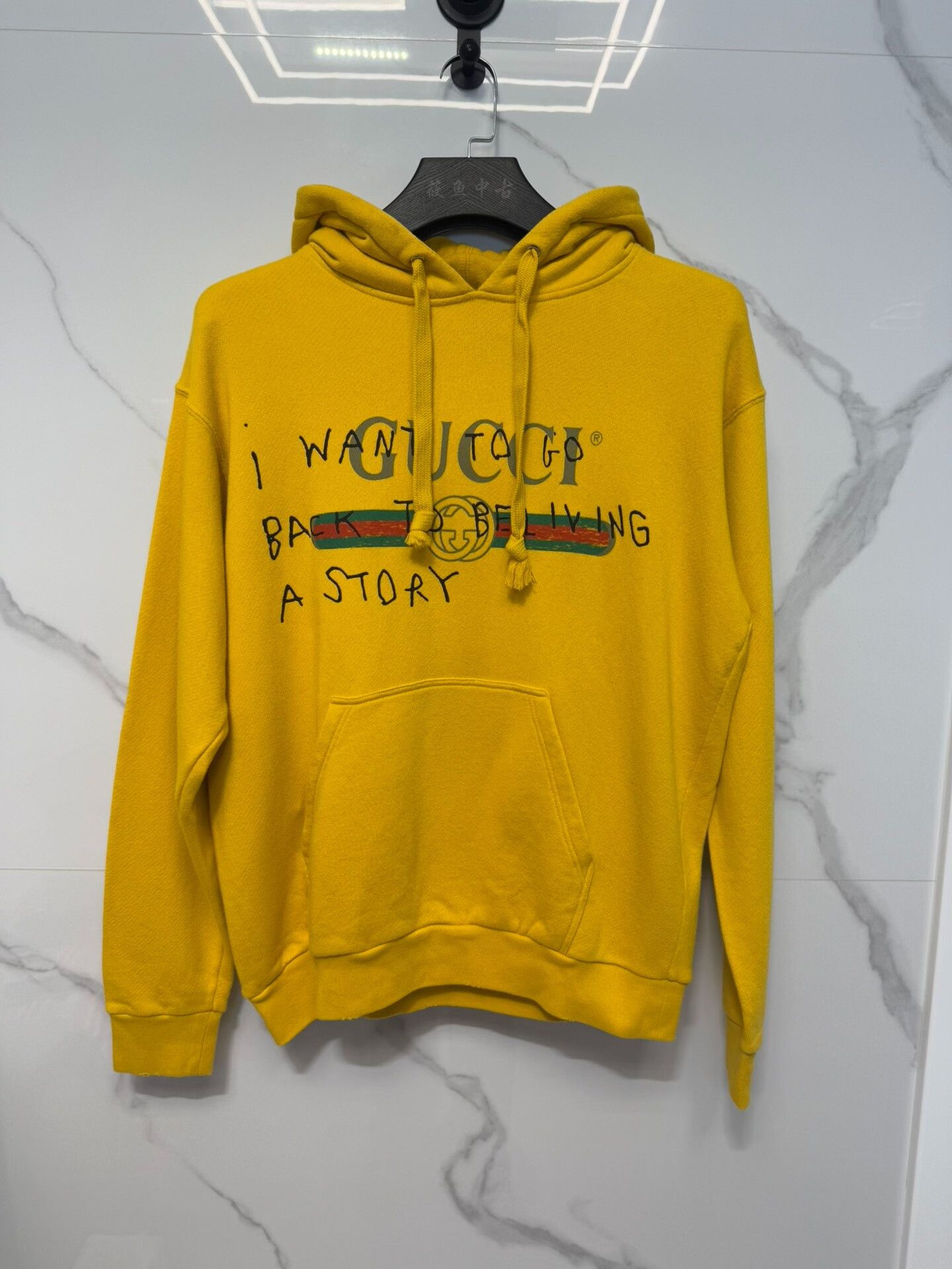 Gucci Gucci Yellow Logo Graphic Hoodie Size S Size US S / EU 44-46 / 1 - 2 Thumbnail