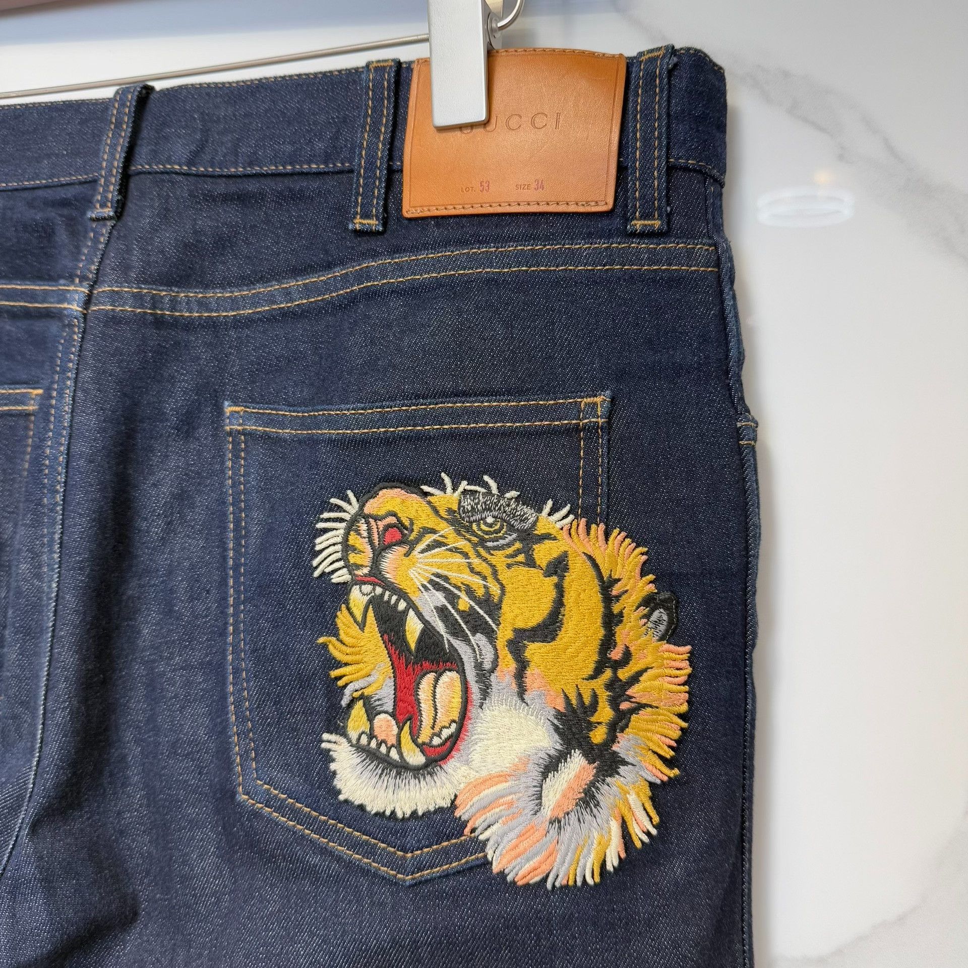 Gucci Gucci Tiger Embroidered Denim Jeans Size 34 Size US 34 / EU 50 - 8 Thumbnail