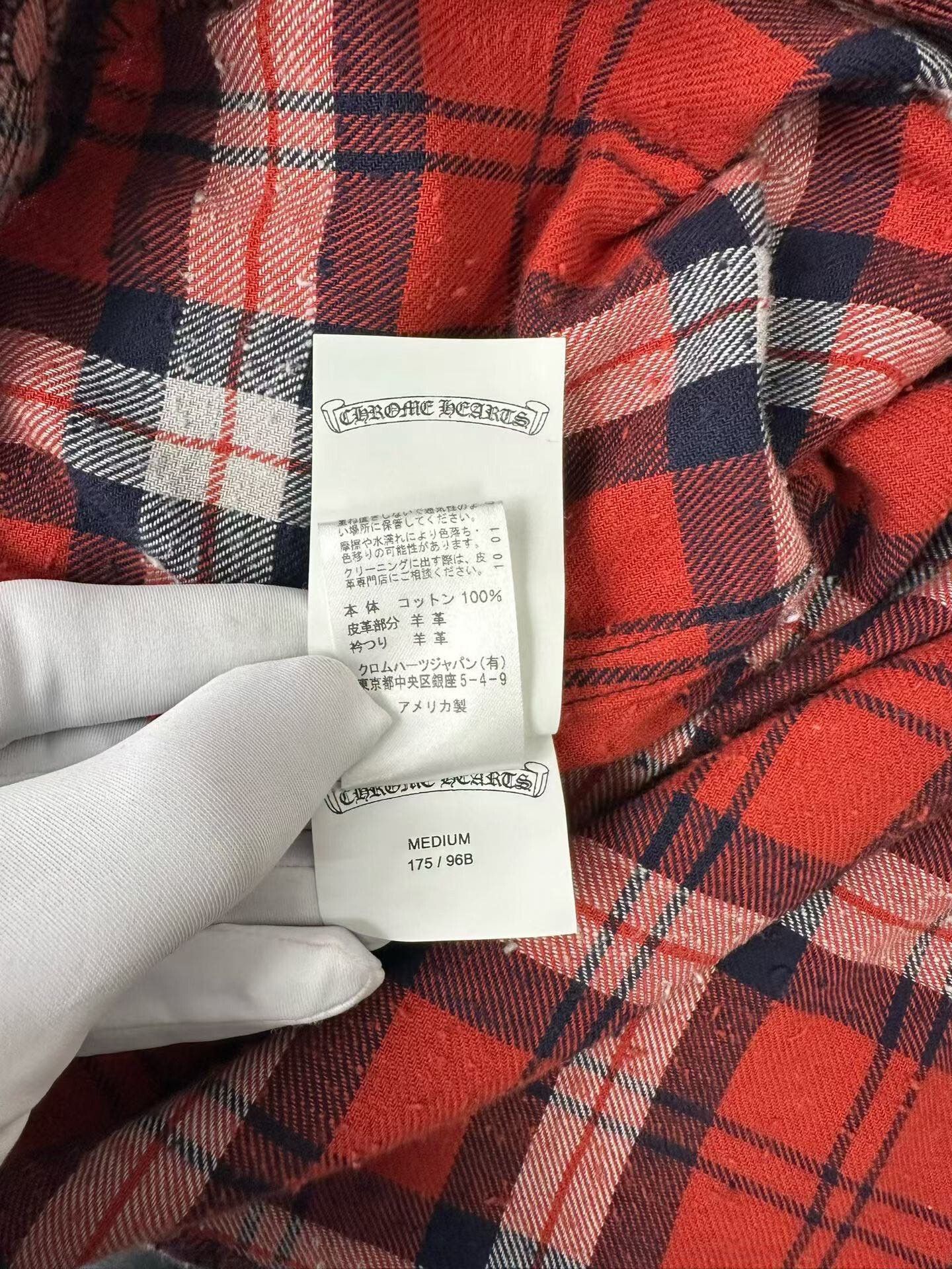 Chrome Hearts Chrome Hearts Red Plaid Leather Cross Shirt Size M Size US M / EU 48-50 / 2 - 5 Thumbnail