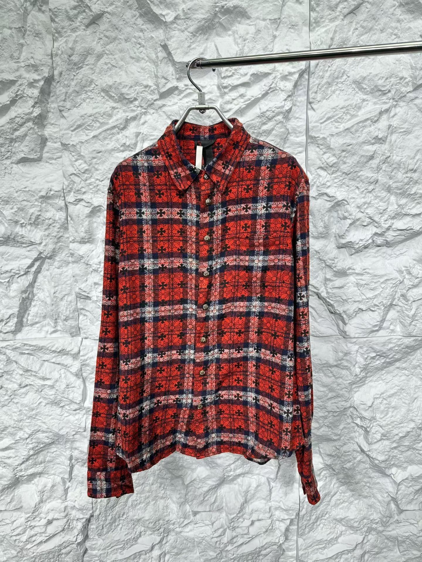 Chrome Hearts Chrome Hearts Red Plaid Leather Cross Shirt Size M Size US M / EU 48-50 / 2 - 2 Thumbnail