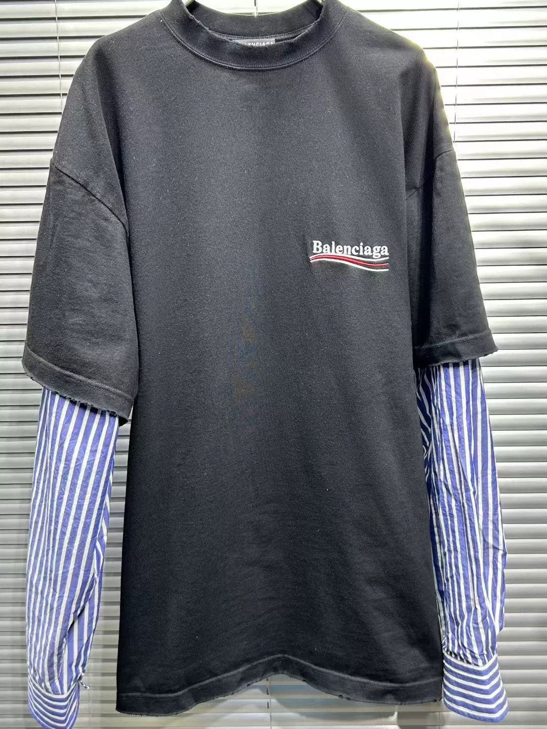 Balenciaga Balenciaga Striped Layered Long Sleeve T-Shirt Size M Size US M / EU 48-50 / 2 - 4 Thumbnail
