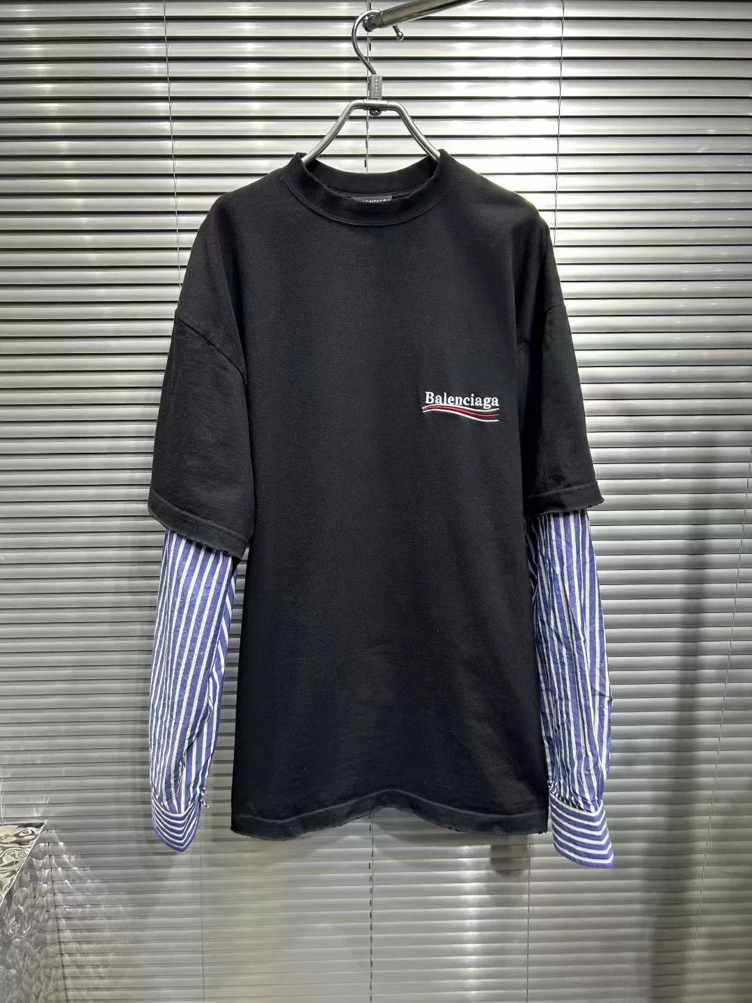 Balenciaga Balenciaga Striped Layered Long Sleeve T-Shirt Size M Size US M / EU 48-50 / 2 - 2 Thumbnail