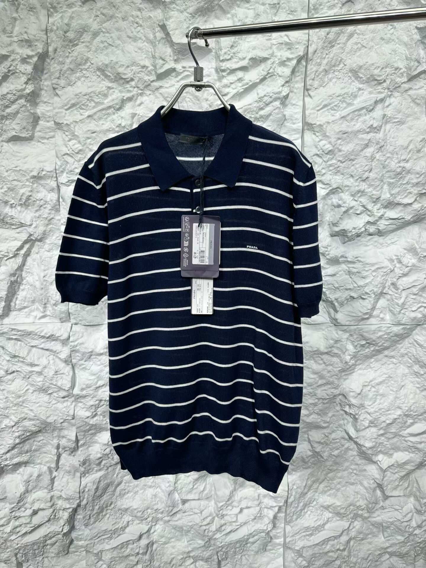 Prada Prada Striped Knit Polo Shirt Size 52 Size US L / EU 52-54 / 3 - 2 Thumbnail