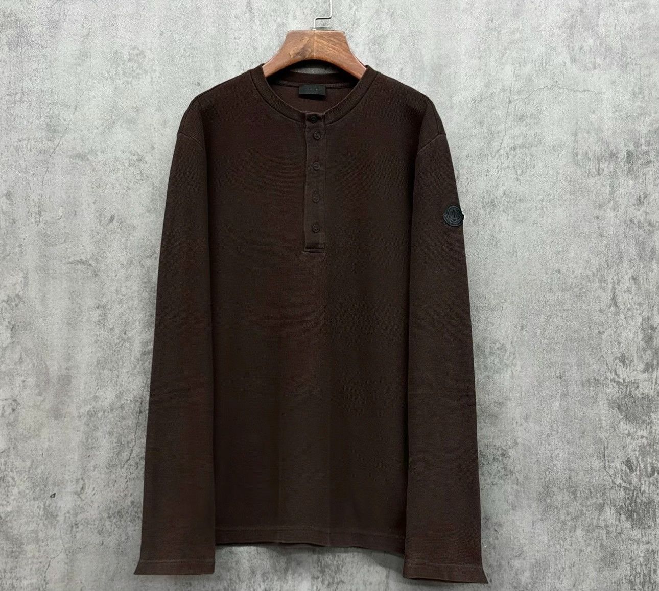Moncler Moncler Waffle Knit Henley Long Sleeve T-Shirt Size L Size US L / EU 52-54 / 3 - 2 Thumbnail