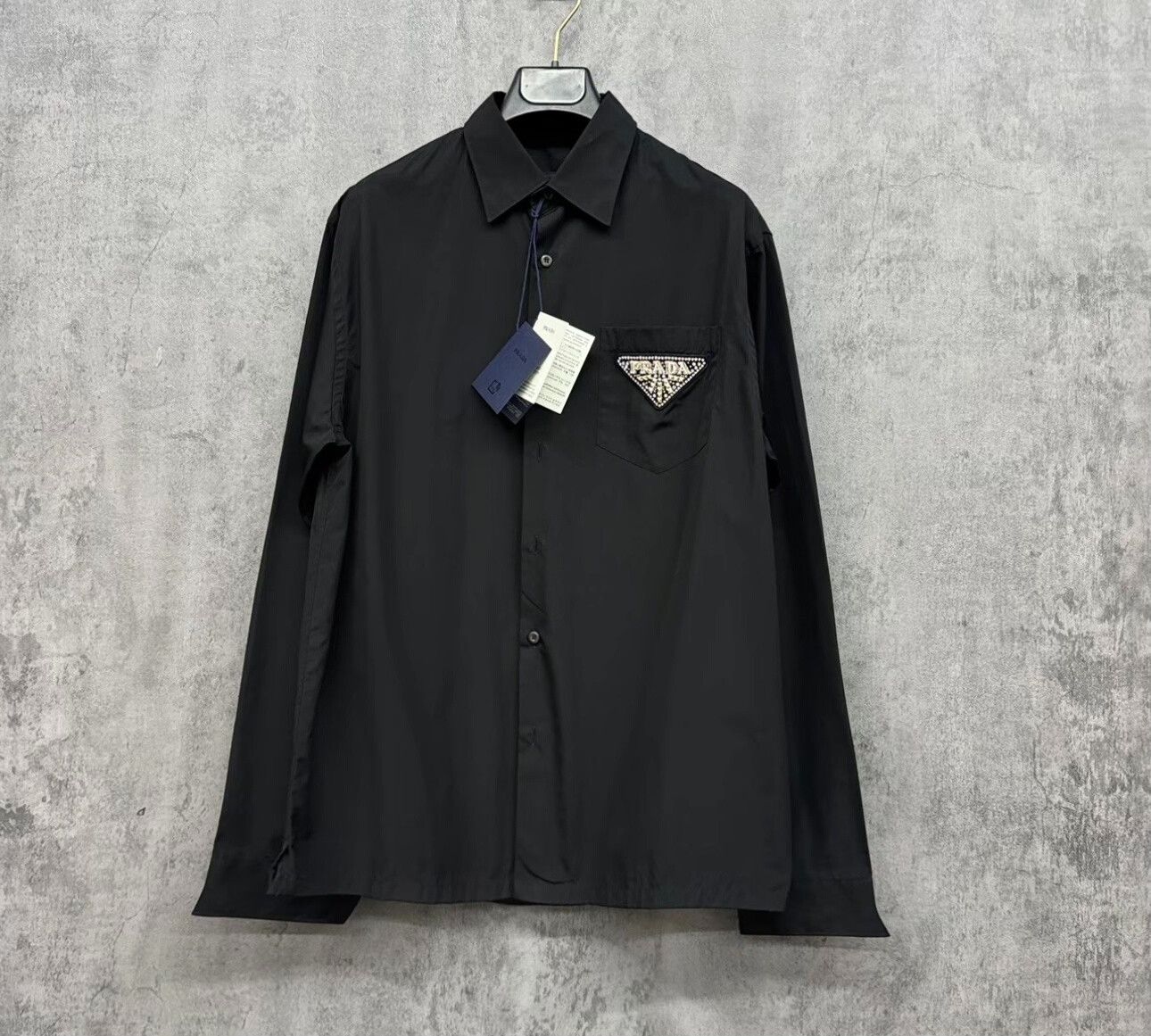 Prada Prada Rhinestone Triangle Logo Shirt Size S Size US S / EU 44-46 / 1 - 2 Thumbnail
