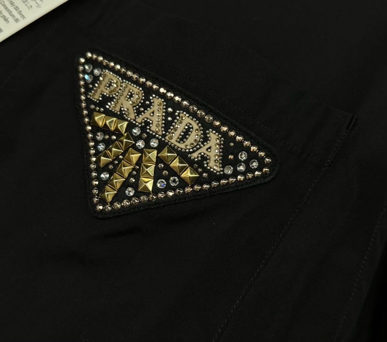 Prada Prada Rhinestone Triangle Logo Shirt Size S Size US S / EU 44-46 / 1 - 3 Thumbnail