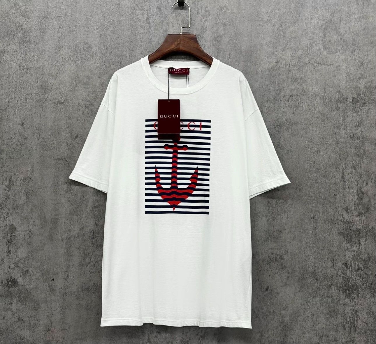 Gucci Gucci Anchor Logo Striped T-Shirt Size XL Size US XL / EU 56 / 4 - 2 Thumbnail
