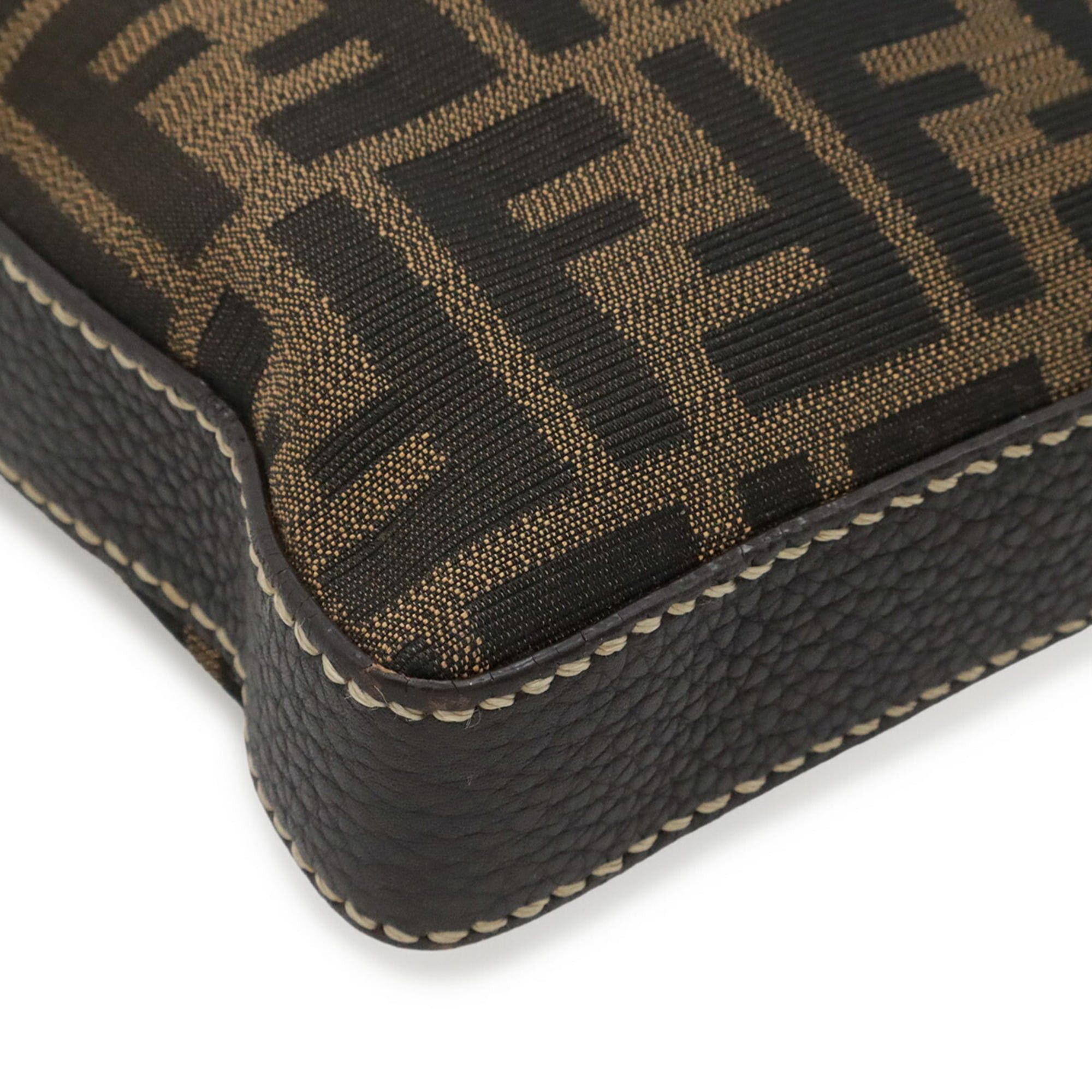 Fendi FENDI Selleria Zucca Shoulder Bag, Canvas and Leather, Brown, 8BT109 Size ONE SIZE - 4 Thumbnail