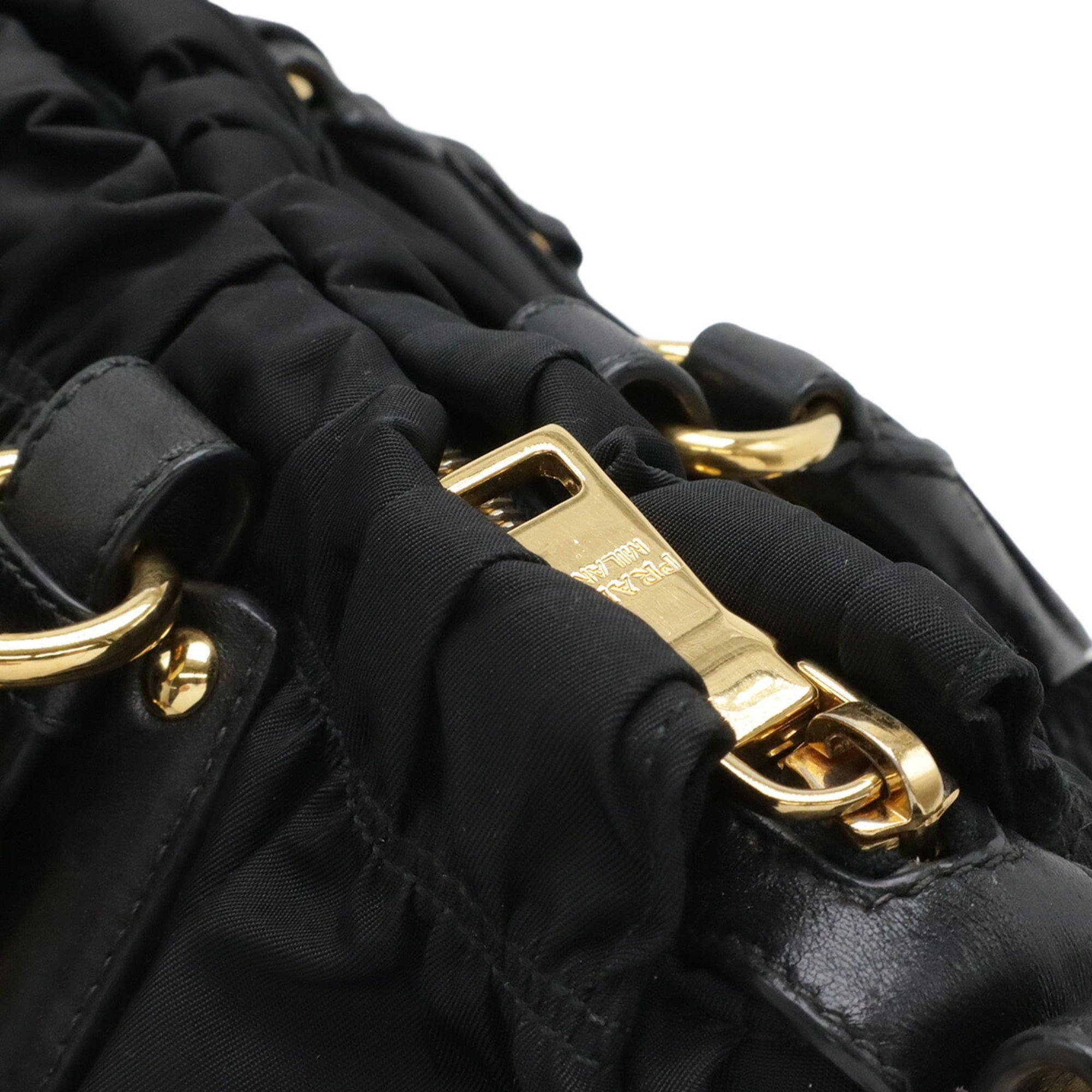 Prada PRADA TESSUTO Gathered Tote Bag, Handbag, Shoulder Nylon, NERO Black, Purchased from an Overseas Boutique, BN1336 Size ONE SIZE - 5 Thumbnail