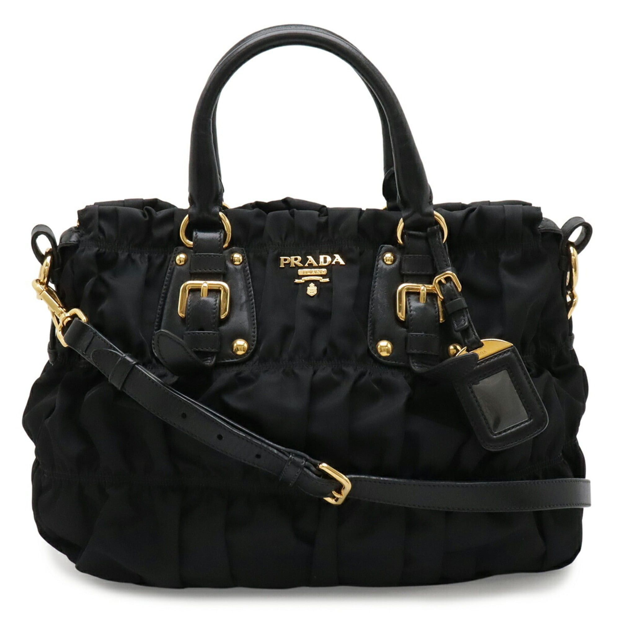 Prada PRADA TESSUTO Gathered Tote Bag, Handbag, Shoulder Nylon, NERO Black, Purchased from an Overseas Boutique, BN1336 Size ONE SIZE - 2 Thumbnail