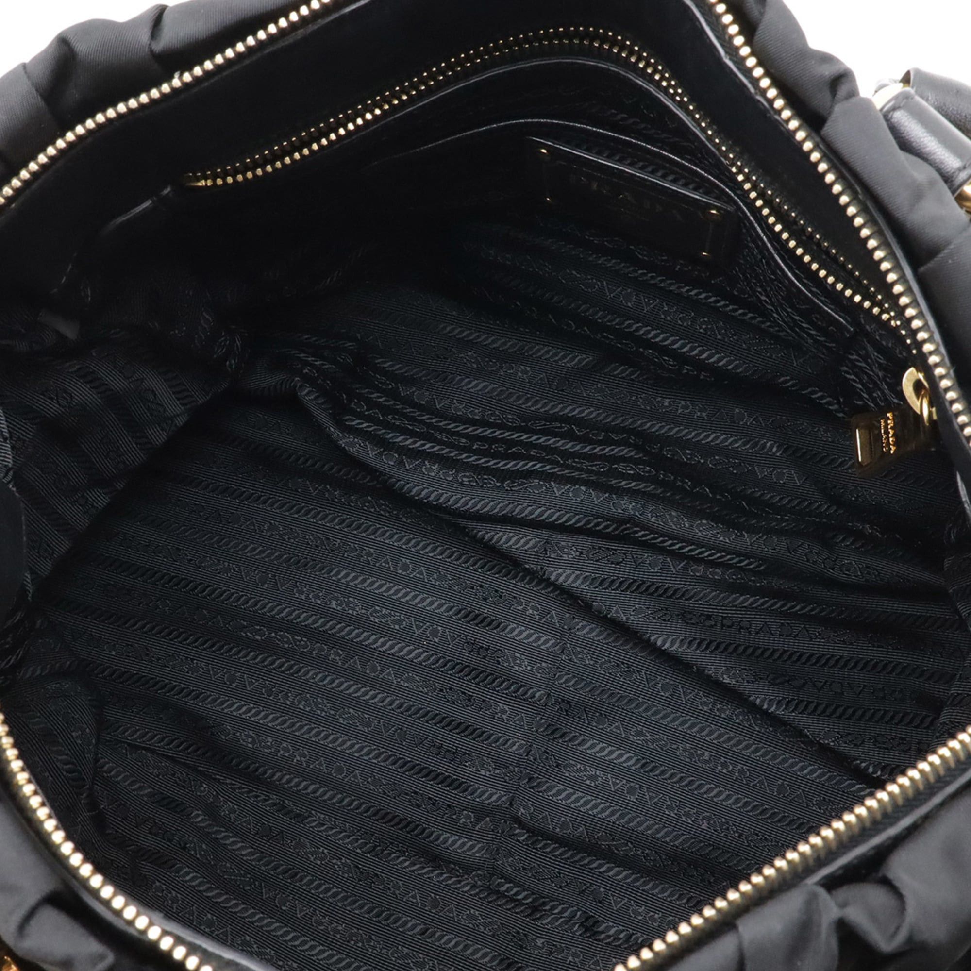 Prada PRADA TESSUTO Gathered Tote Bag, Handbag, Shoulder Nylon, NERO Black, Purchased from an Overseas Boutique, BN1336 Size ONE SIZE - 9 Thumbnail