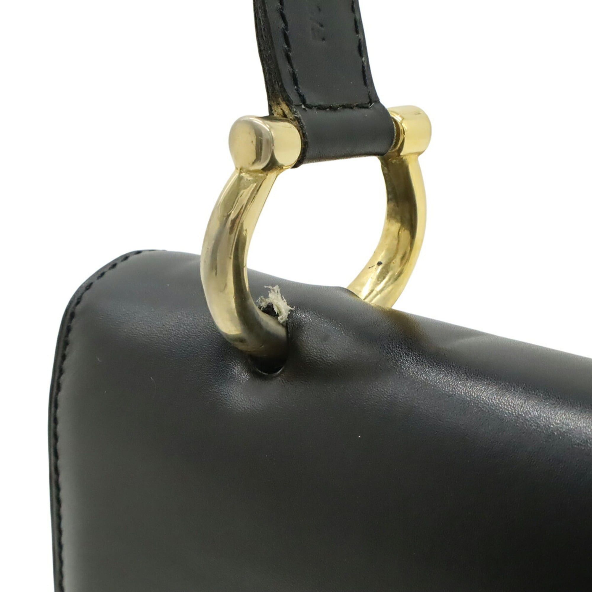 Celine Celine Double Flap Old Handbag Leather Black Size ONE SIZE - 9 Thumbnail