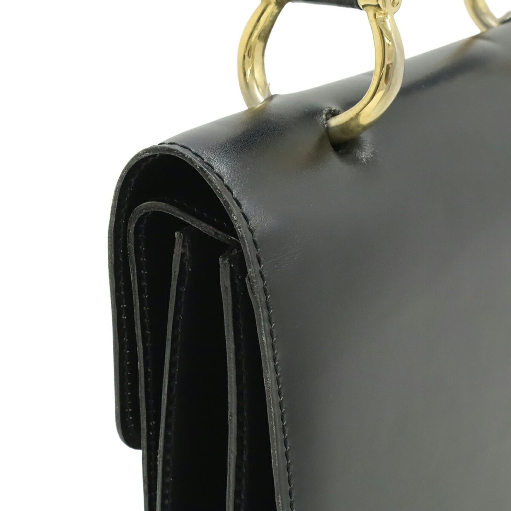 Celine Celine Double Flap Old Handbag Leather Black Size ONE SIZE - 5 Thumbnail
