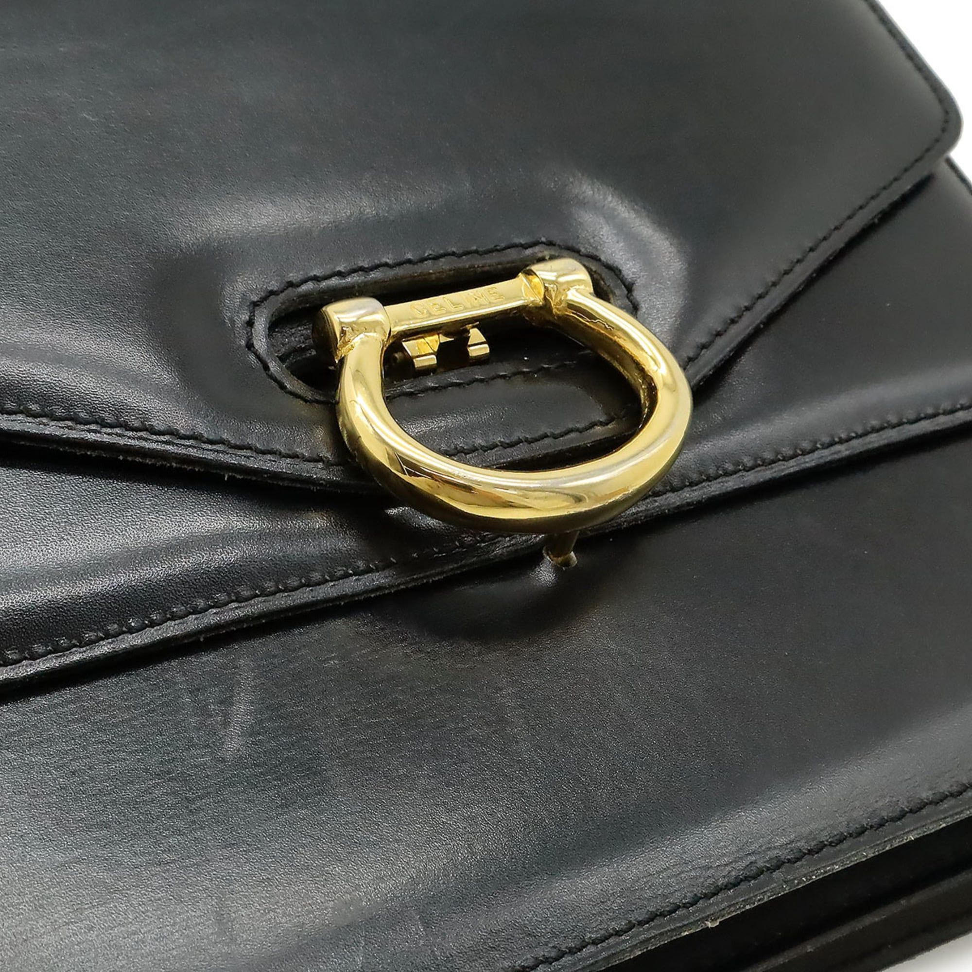Celine Celine Double Flap Old Handbag Leather Black Size ONE SIZE - 10 Thumbnail