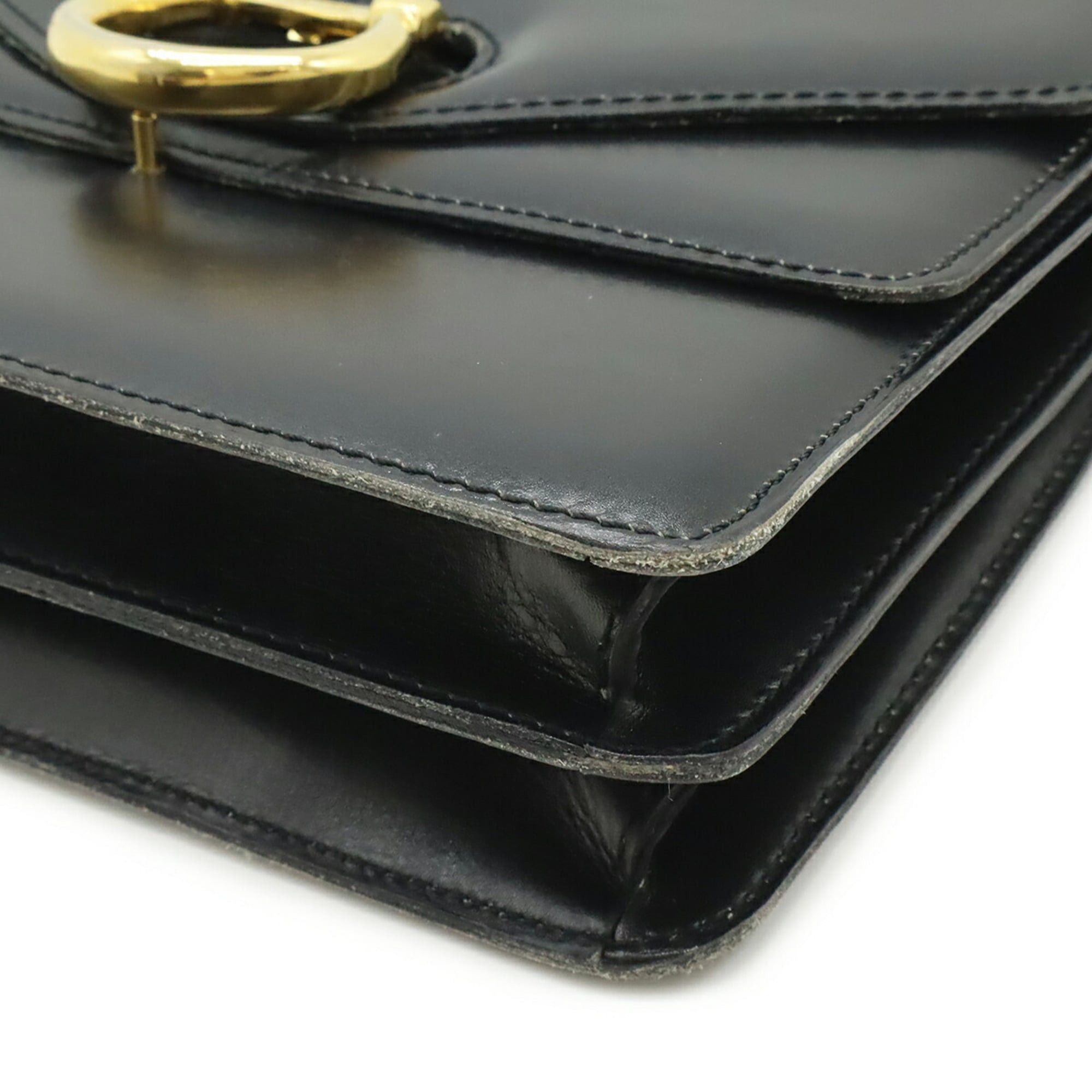 Celine Celine Double Flap Old Handbag Leather Black Size ONE SIZE - 4 Thumbnail