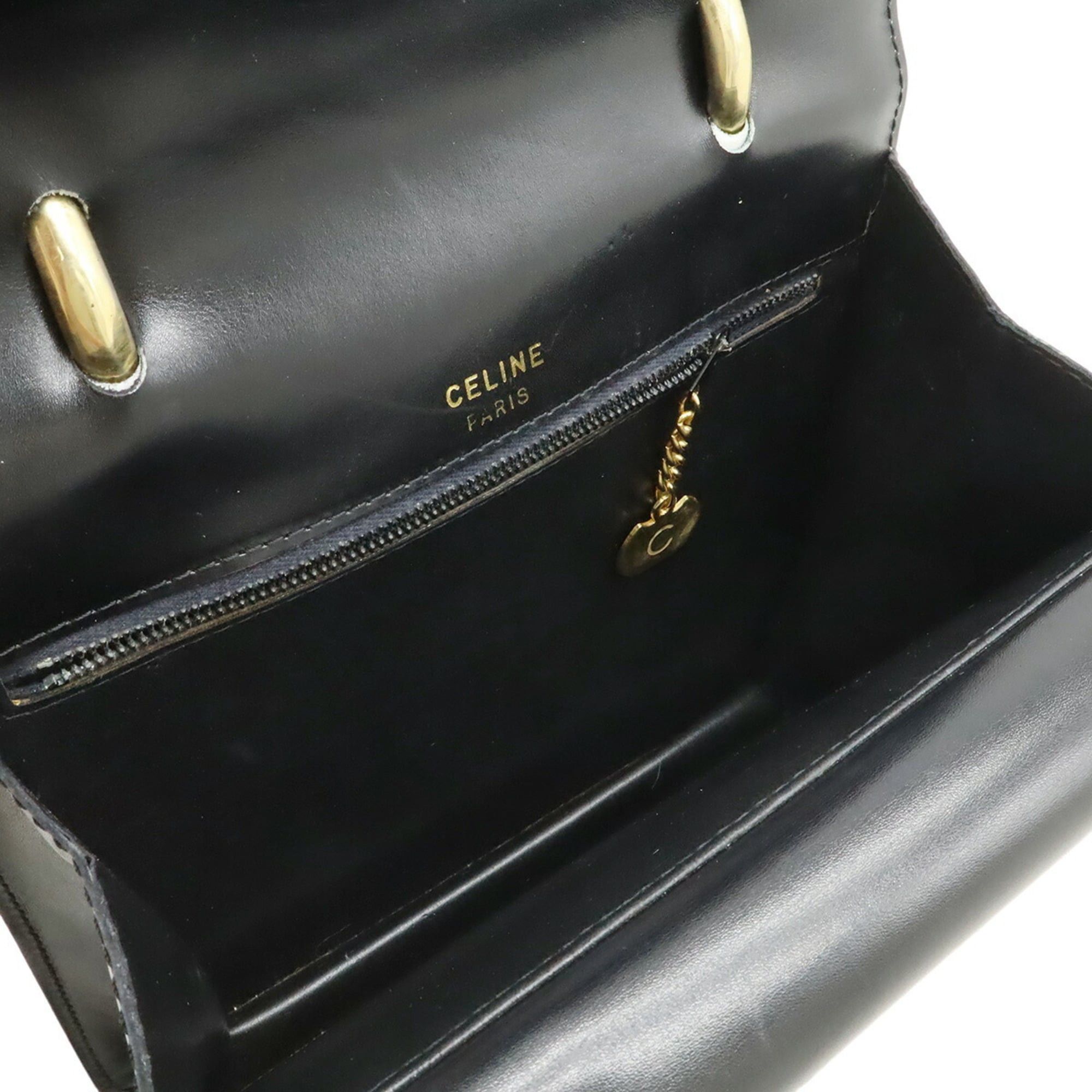 Celine Celine Double Flap Old Handbag Leather Black Size ONE SIZE - 7 Thumbnail