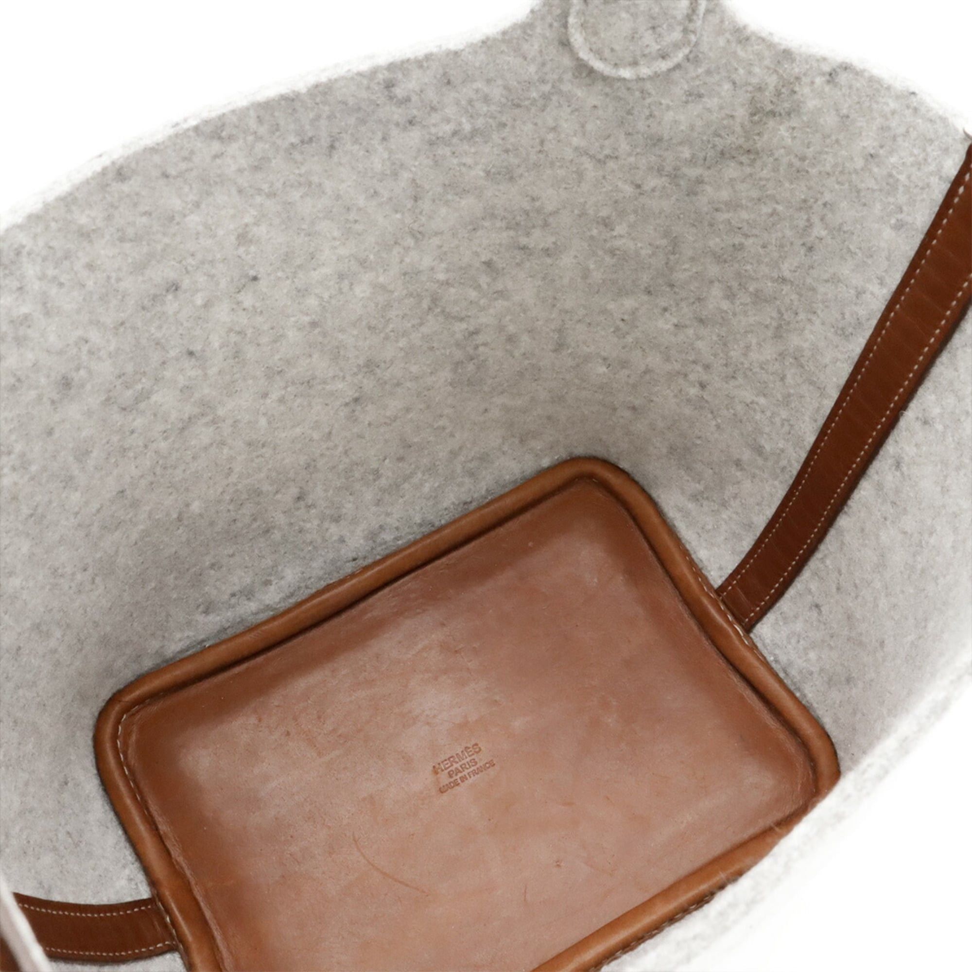 Hermes HERMES Picotin PM handbag/tote bag, felt, Veau Swift leather, gray/brown. Size ONE SIZE - 8 Thumbnail