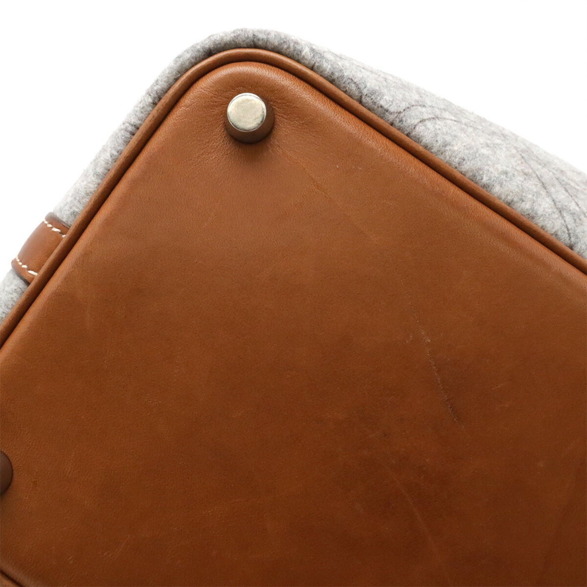 Hermes HERMES Picotin PM handbag/tote bag, felt, Veau Swift leather, gray/brown. Size ONE SIZE - 5 Thumbnail