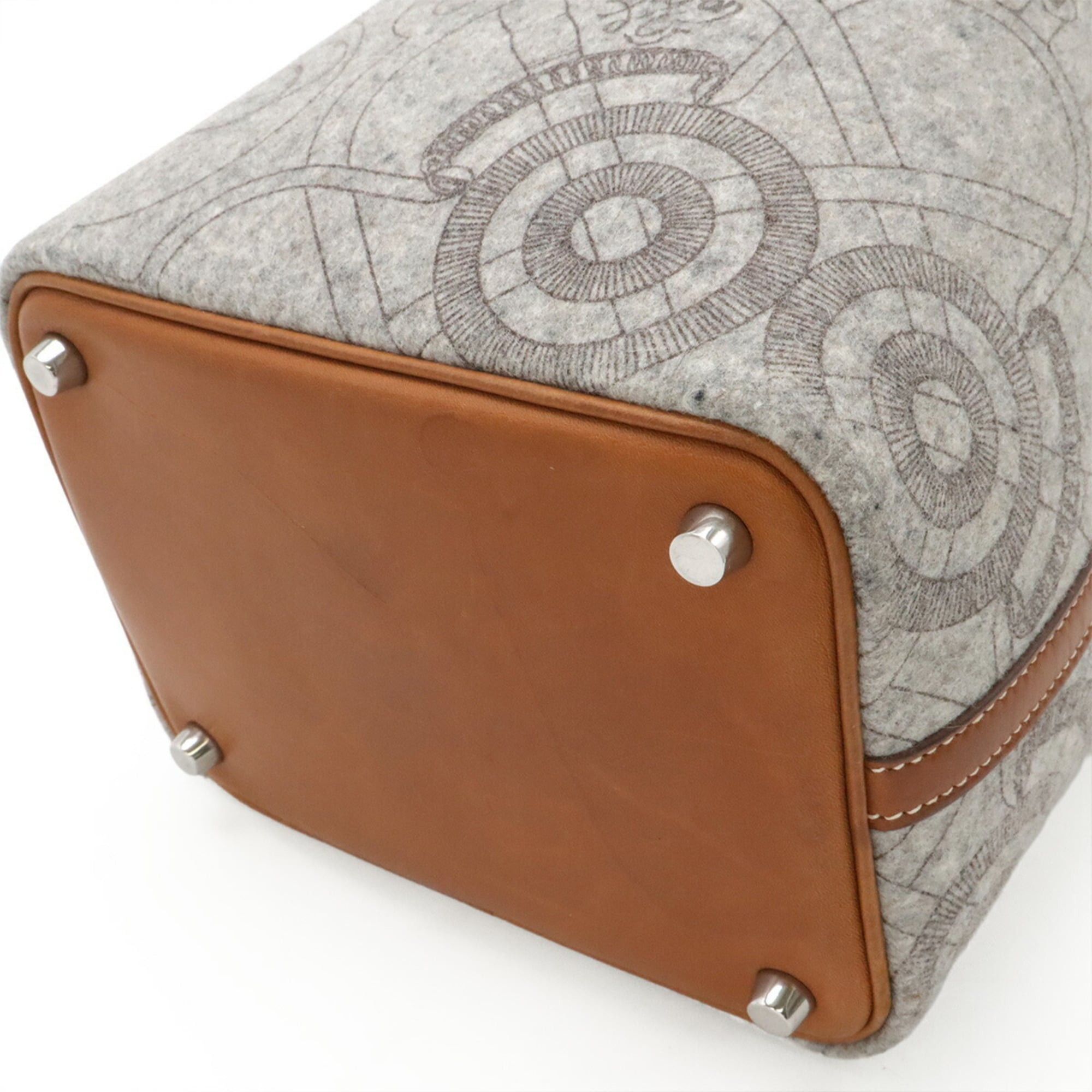 Hermes HERMES Picotin PM handbag/tote bag, felt, Veau Swift leather, gray/brown. Size ONE SIZE - 4 Thumbnail
