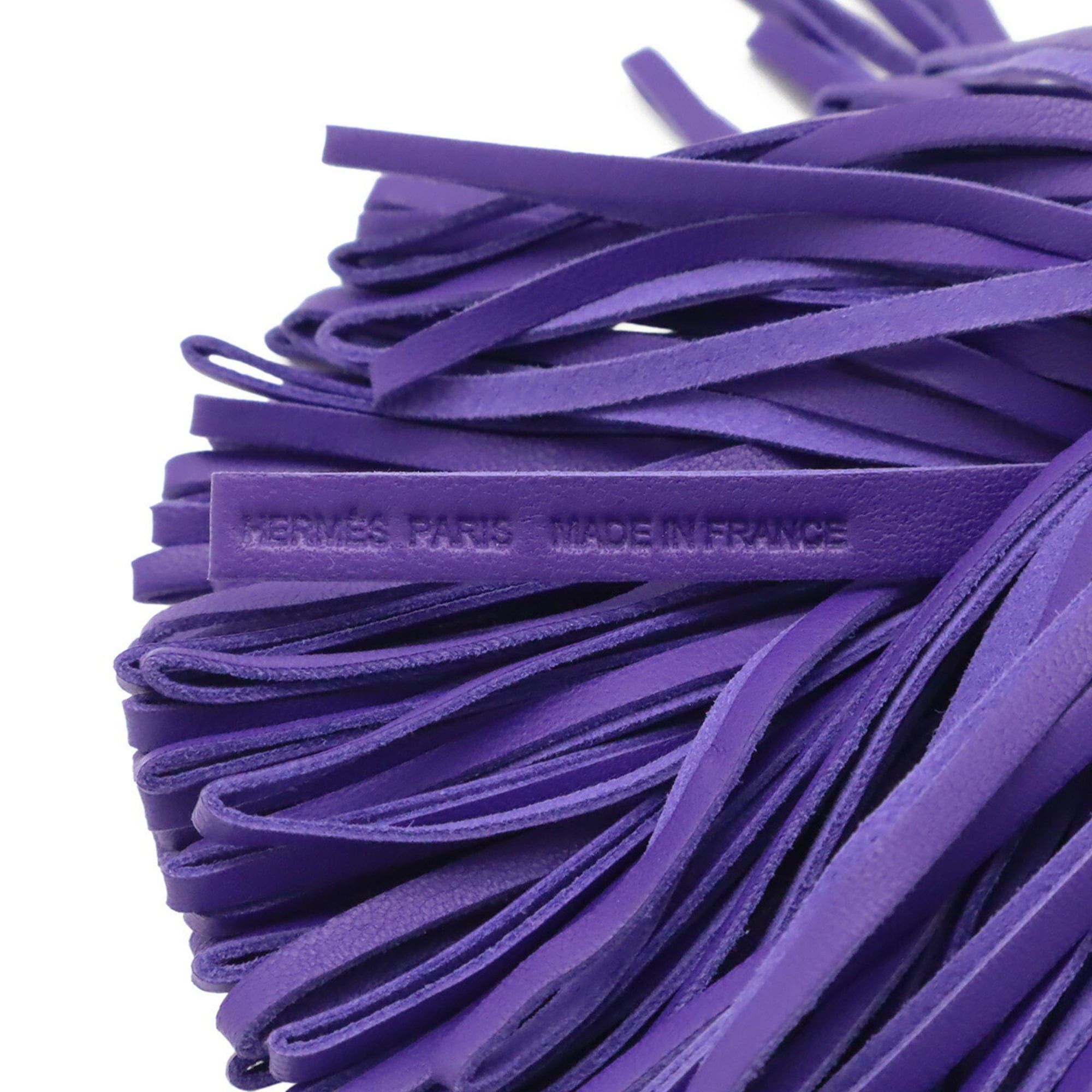 Hermes HERMES Carmen Alto Keyring Keychain Tassel Charm Agneau Milo Leather Purple Size ONE SIZE - 6 Thumbnail