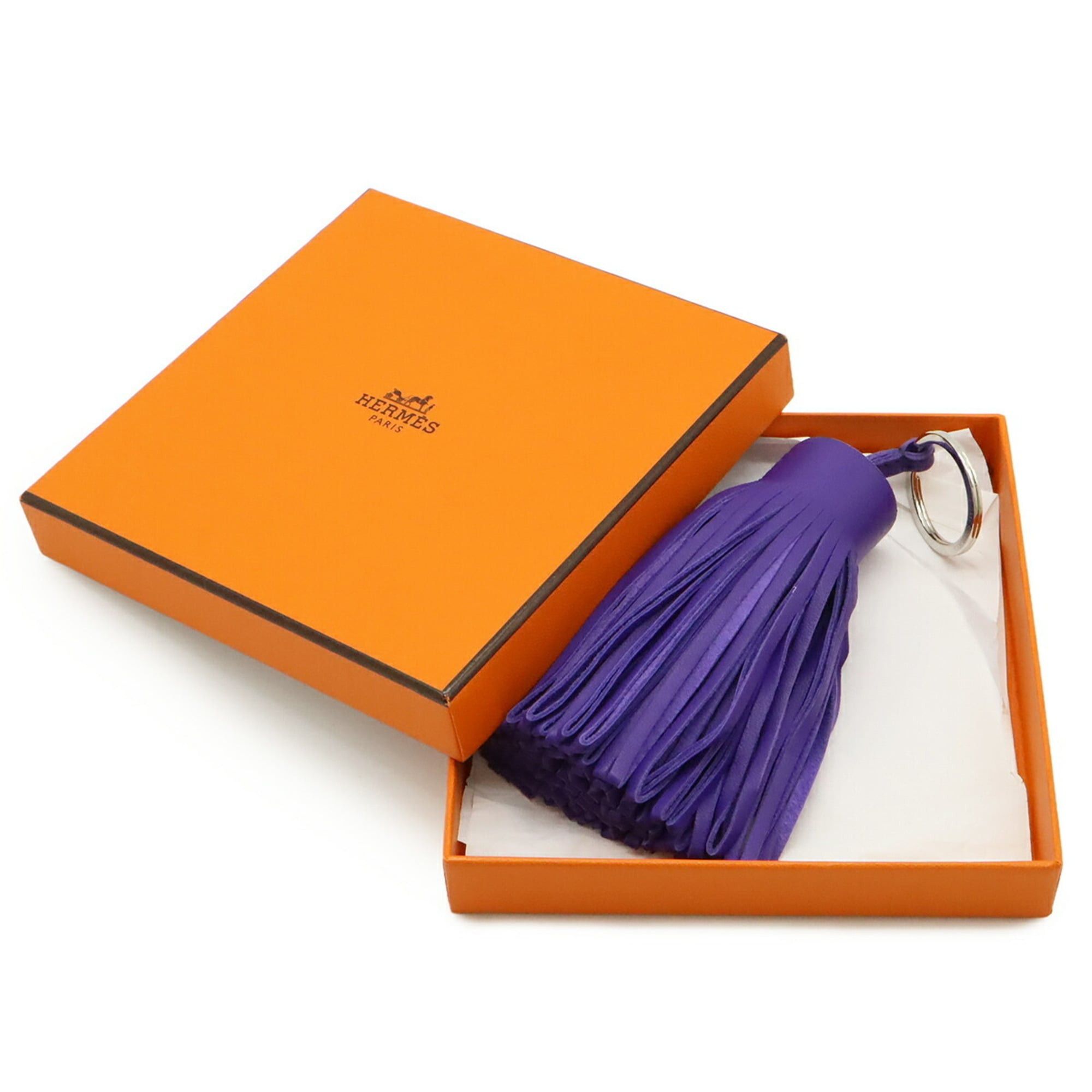 Hermes HERMES Carmen Alto Keyring Keychain Tassel Charm Agneau Milo Leather Purple Size ONE SIZE - 7 Thumbnail