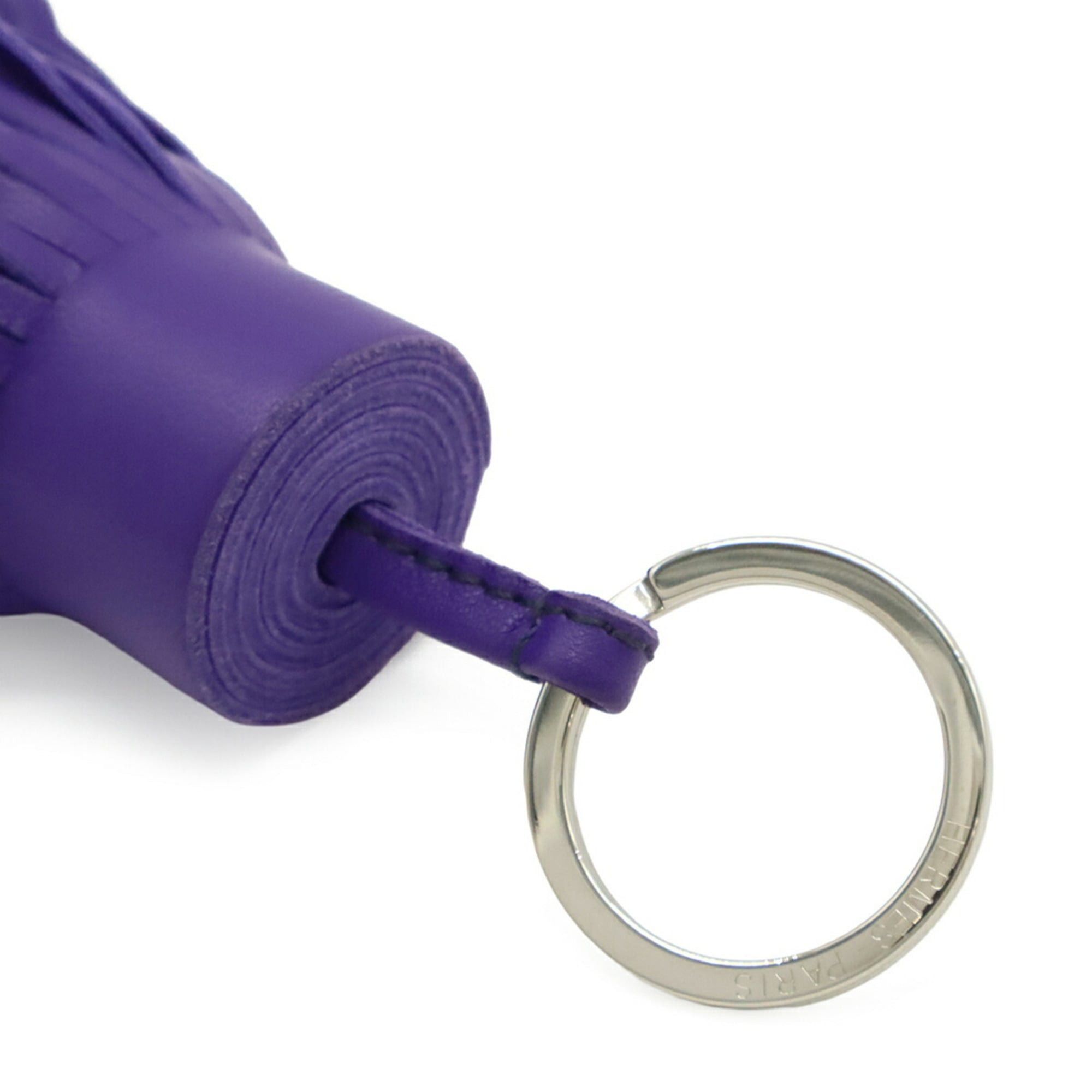 Hermes HERMES Carmen Alto Keyring Keychain Tassel Charm Agneau Milo Leather Purple Size ONE SIZE - 4 Thumbnail