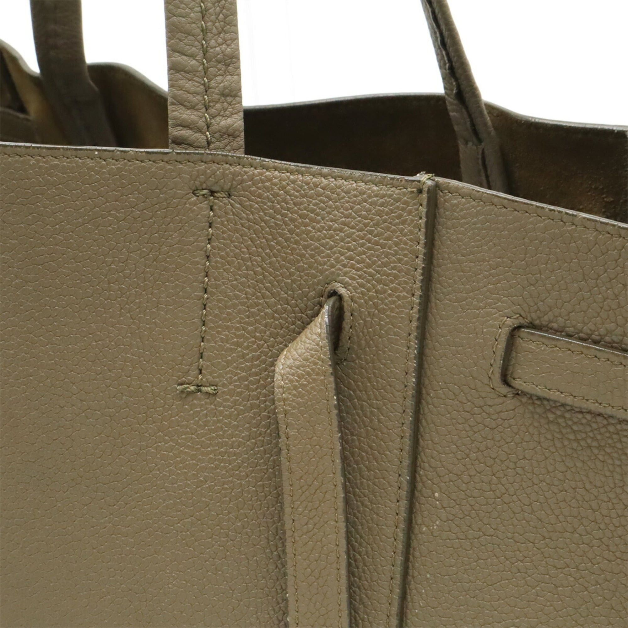 Celine CELINE Cabas Phantom Small Belt Tote Bag Shoulder Leather Taupe Greige Size ONE SIZE - 9 Thumbnail