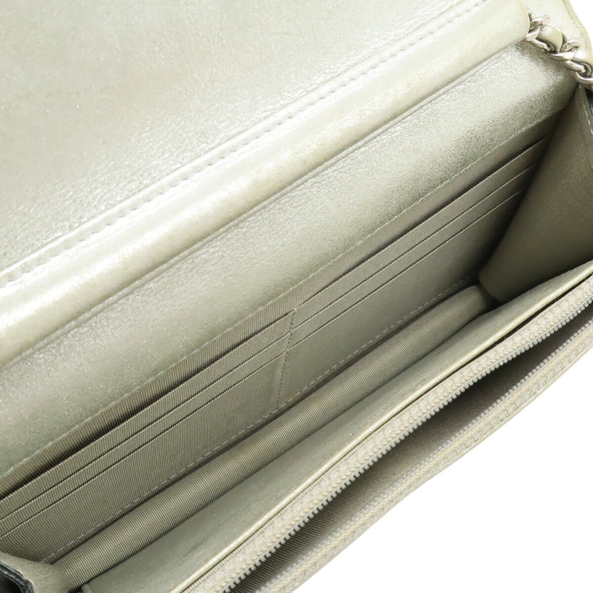 Chanel CHANEL Coco Mark Wallet Chain Shoulder Bag Pouch Leather Black Metallic Silver Size ONE SIZE - 8 Thumbnail