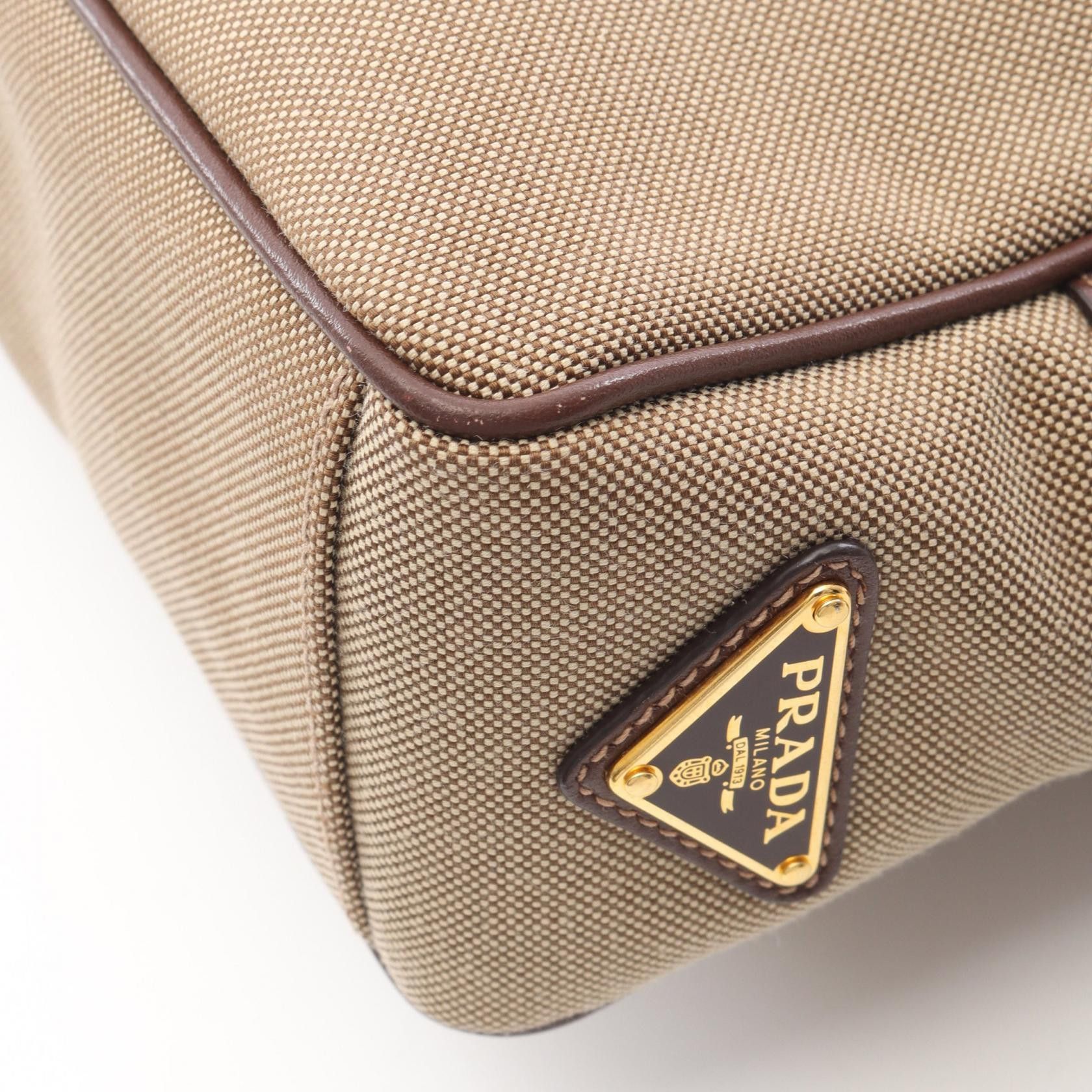 Prada Prada Prada Logo Jacquard Canvas Leather Shoulder Bag Textile Shoulder Bag DUTY FREE for USA Size ONE SIZE - 8 Thumbnail