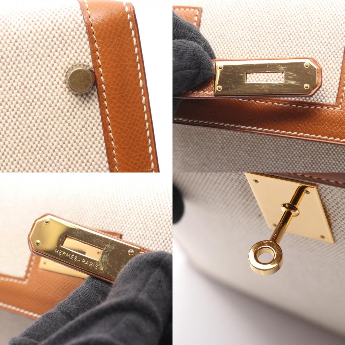 Hermes Hermes Hermes Kelly32 Toile H Canvas Courchevel Leather Leather Handbag Stamp U (1991) DUTY FREE for USA Size ONE SIZE - 9 Thumbnail
