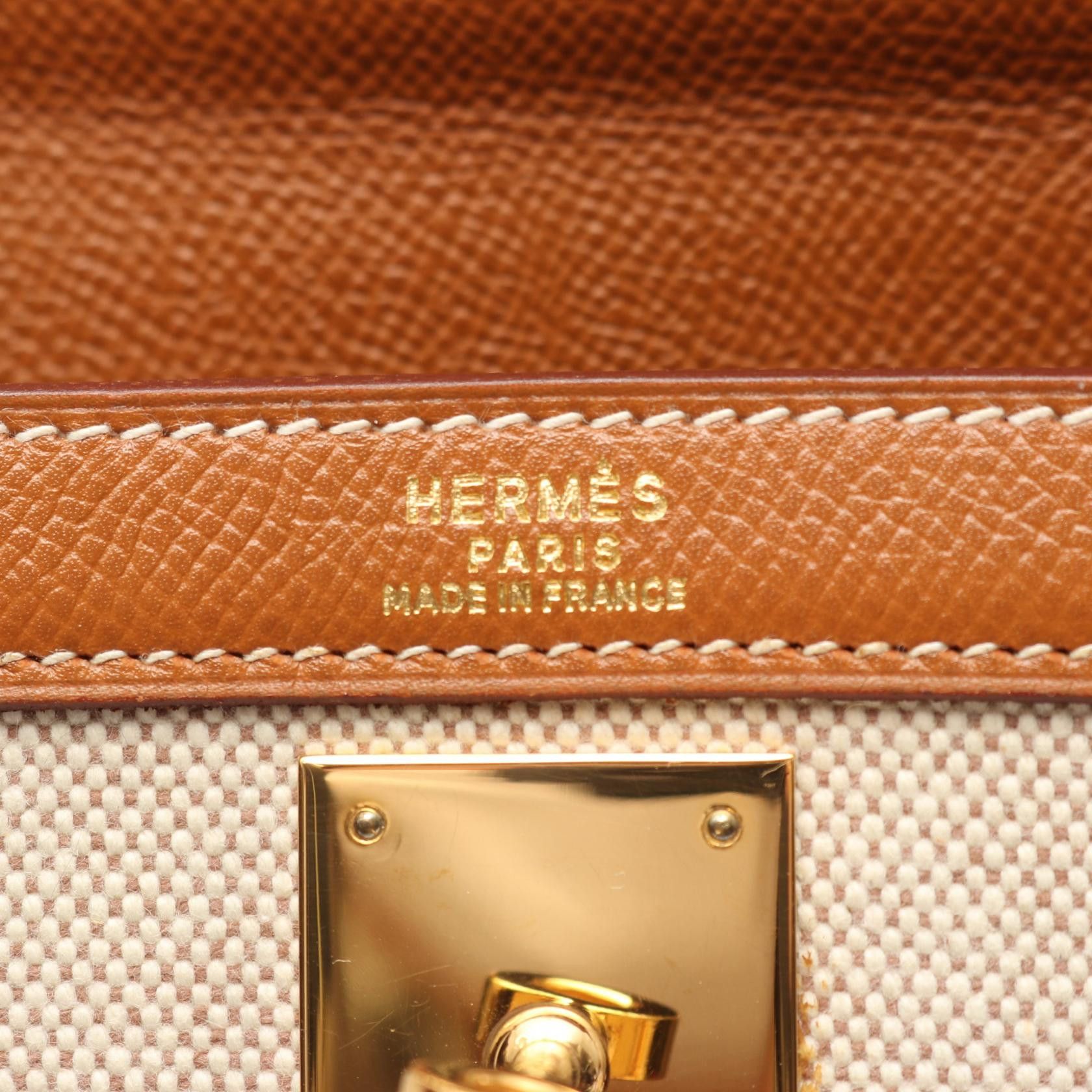 Hermes Hermes Hermes Kelly32 Toile H Canvas Courchevel Leather Leather Handbag Stamp U (1991) DUTY FREE for USA Size ONE SIZE - 4 Thumbnail