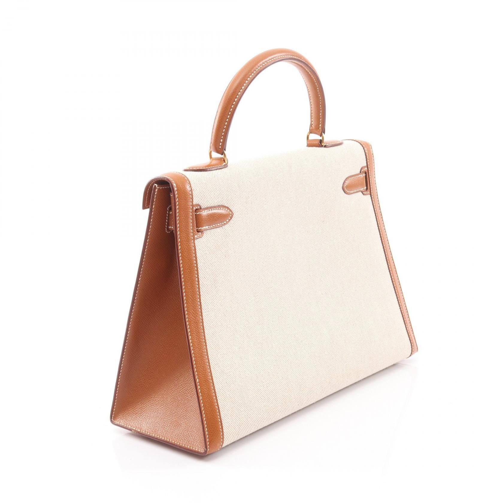 Hermes Hermes Hermes Kelly32 Toile H Canvas Courchevel Leather Leather Handbag Stamp U (1991) DUTY FREE for USA Size ONE SIZE - 2 Thumbnail