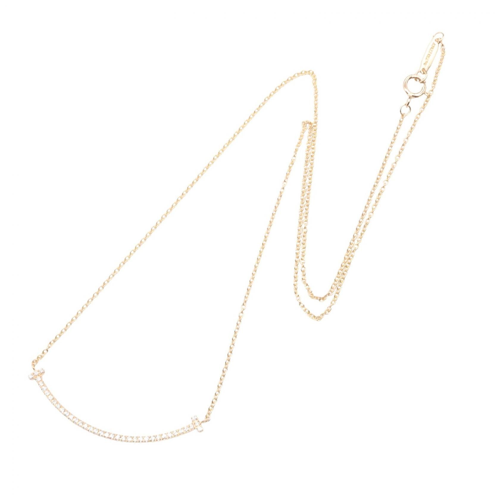 Tiffany & Co. Tiffany & Co. Tiffany & Co. T Smile Small Au750 Diamond Necklace Precious Metal Necklace DUTY FREE for USA Size ONE SIZE - 2 Thumbnail
