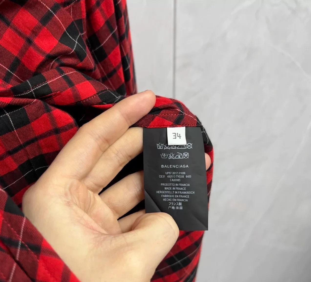 Balenciaga Balenciaga Red Plaid Logo Shirt Size 34 Size XS / US 0-2 / IT 36-38 - 5 Thumbnail