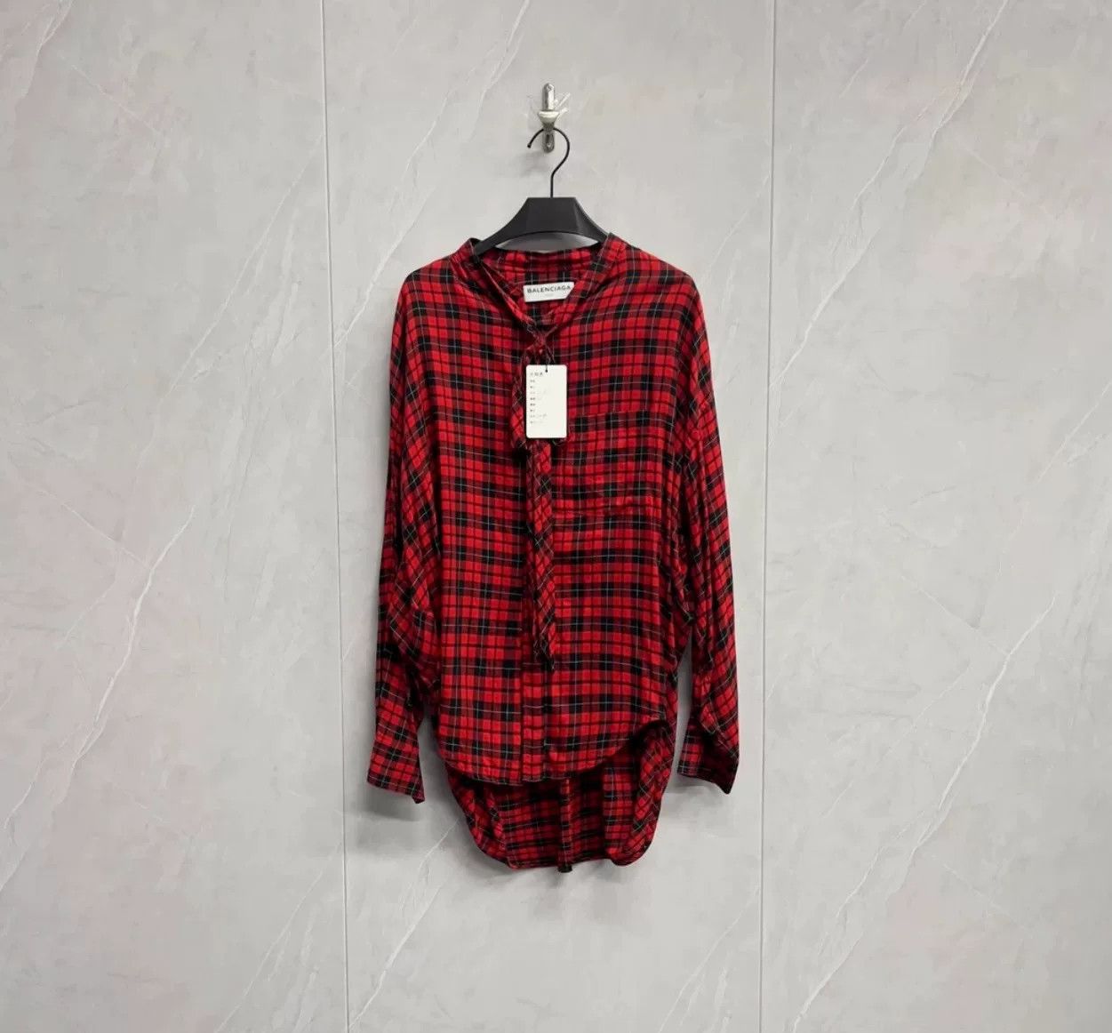 Balenciaga Balenciaga Red Plaid Logo Shirt Size 34 Size XS / US 0-2 / IT 36-38 - 3 Thumbnail