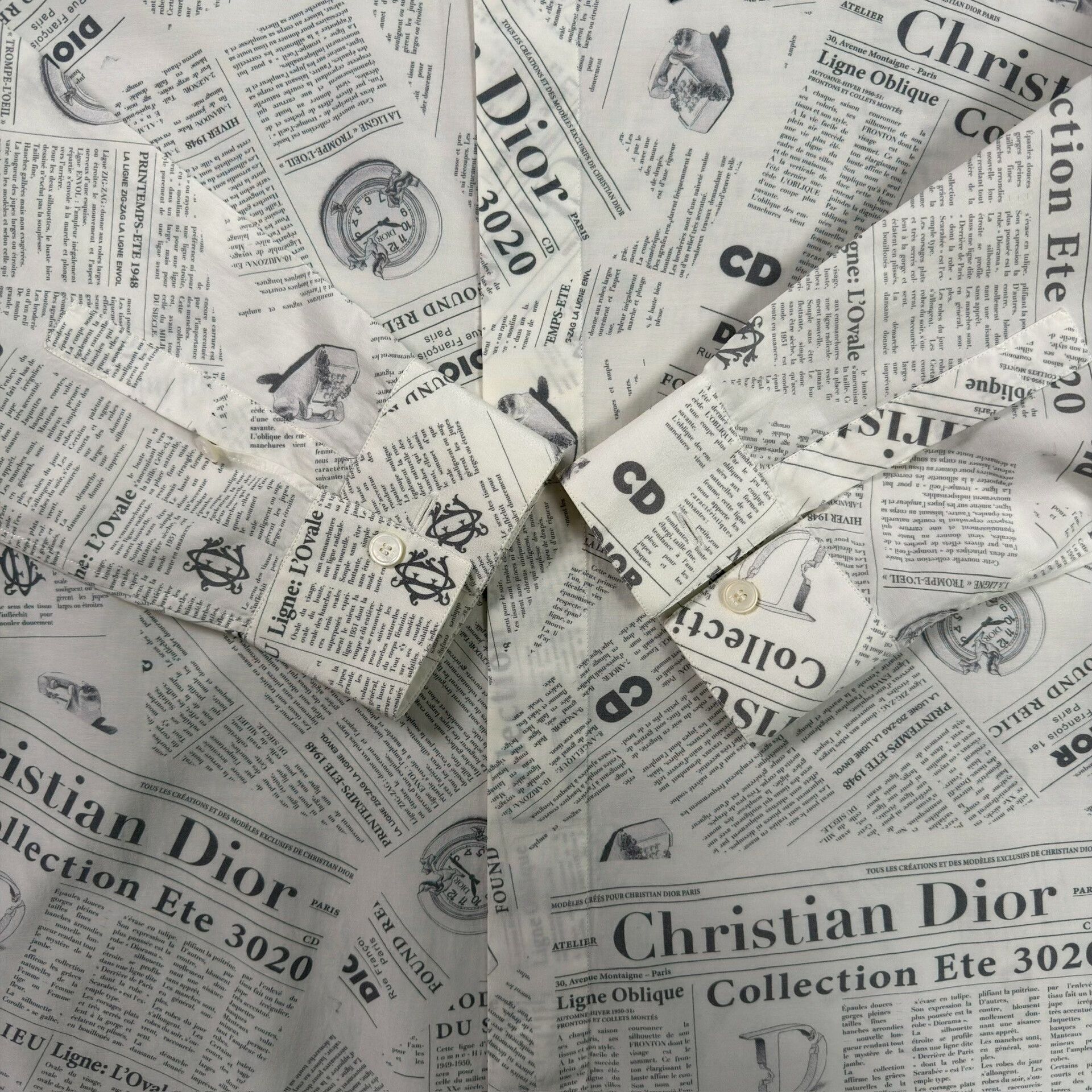 Dior Dior Newspaper Print Long Sleeve Shirt Size M Size US M / EU 48-50 / 2 - 5 Thumbnail
