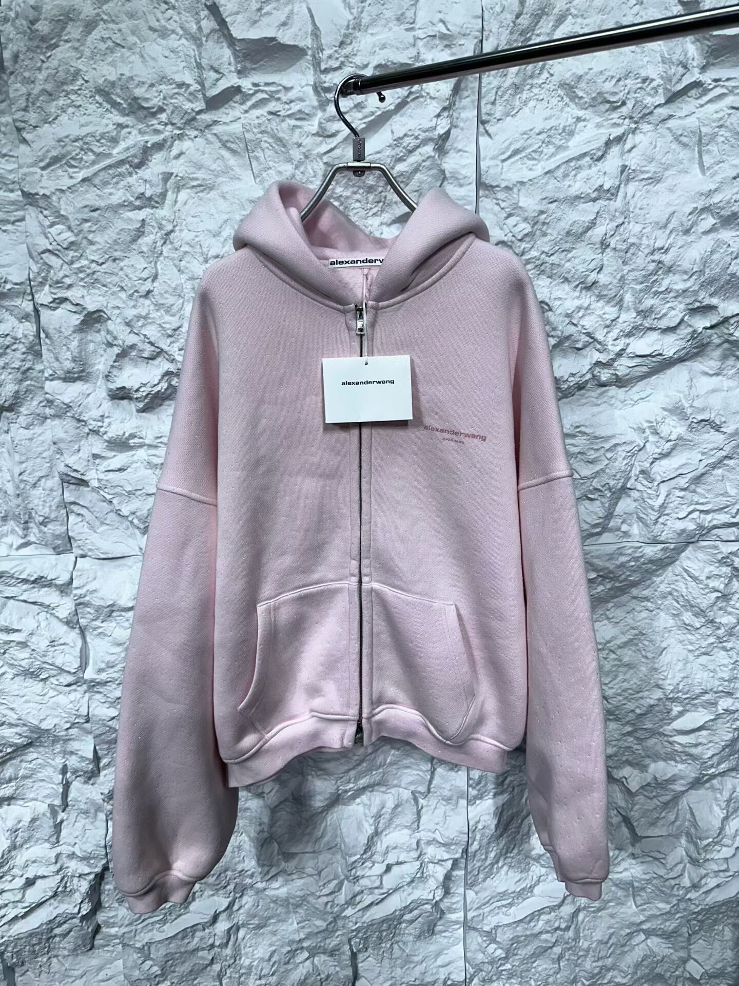 Alexander Wang Alexander Wang Pink Rhinestone Zip Up Hoodie XS Size XS / US 0-2 / IT 36-38 - 2 Thumbnail