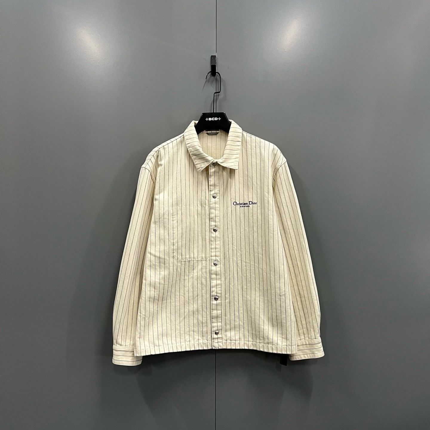 Dior Dior Pinstripe Logo Embroidered Shirt Size 52 Size US L / EU 52-54 / 3 - 2 Thumbnail