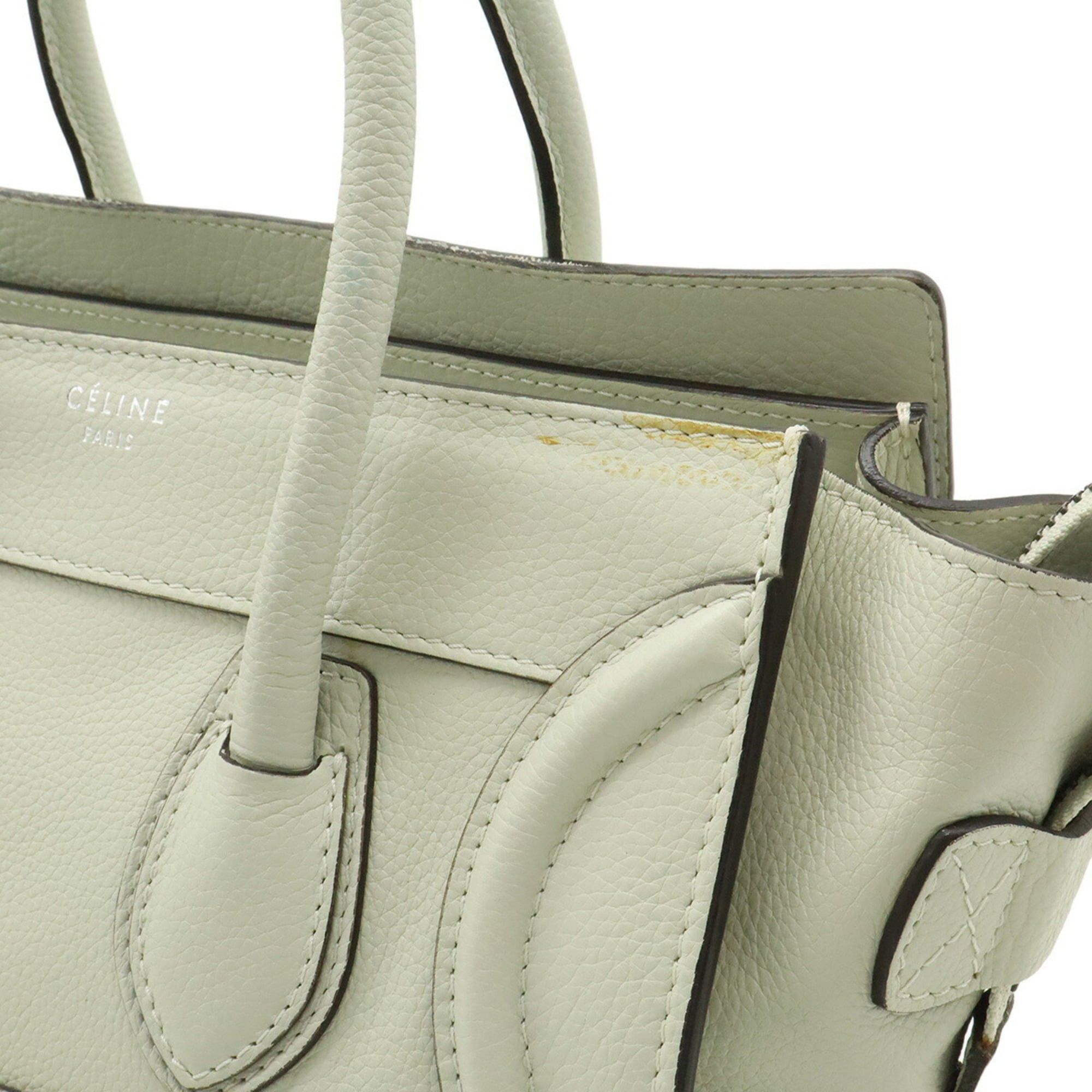 Celine CELINE Luggage Micro Shopper Tote Bag Handbag Leather Light Gray 177913 Size ONE SIZE - 8 Thumbnail