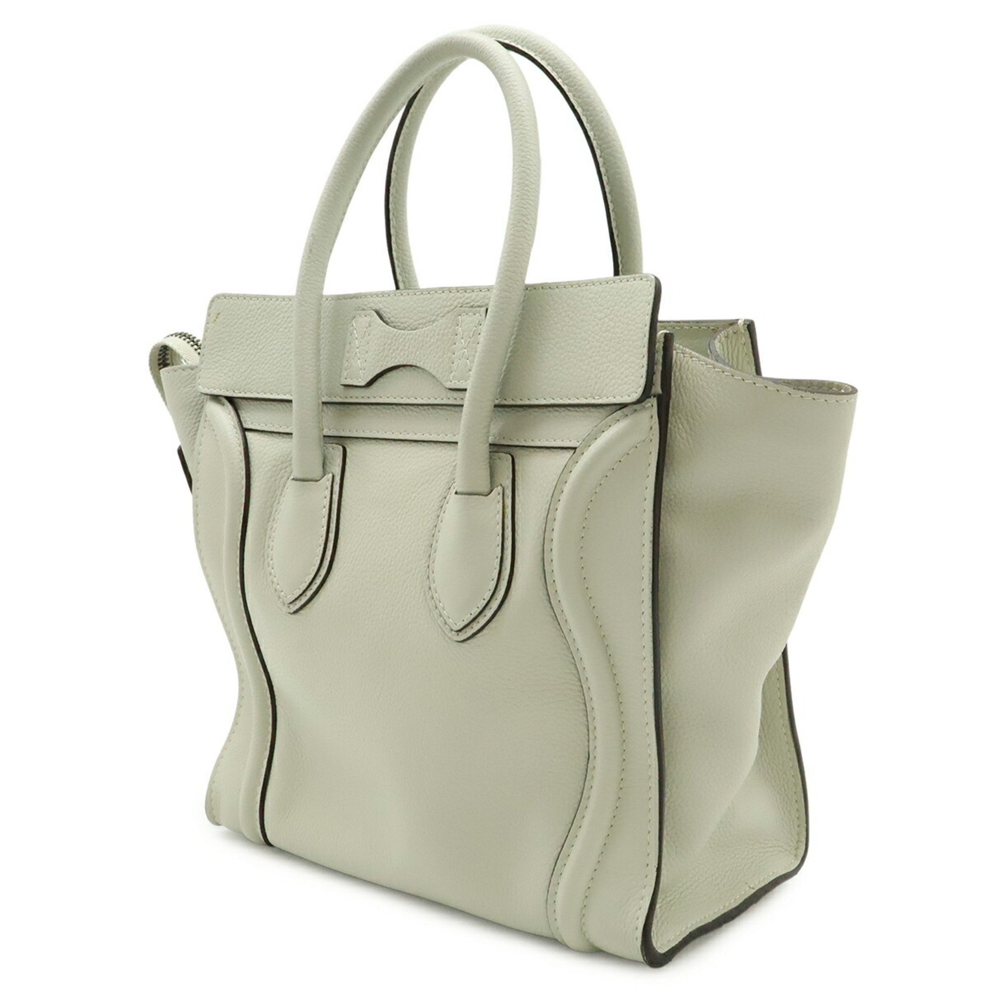 Celine CELINE Luggage Micro Shopper Tote Bag Handbag Leather Light Gray 177913 Size ONE SIZE - 3 Thumbnail