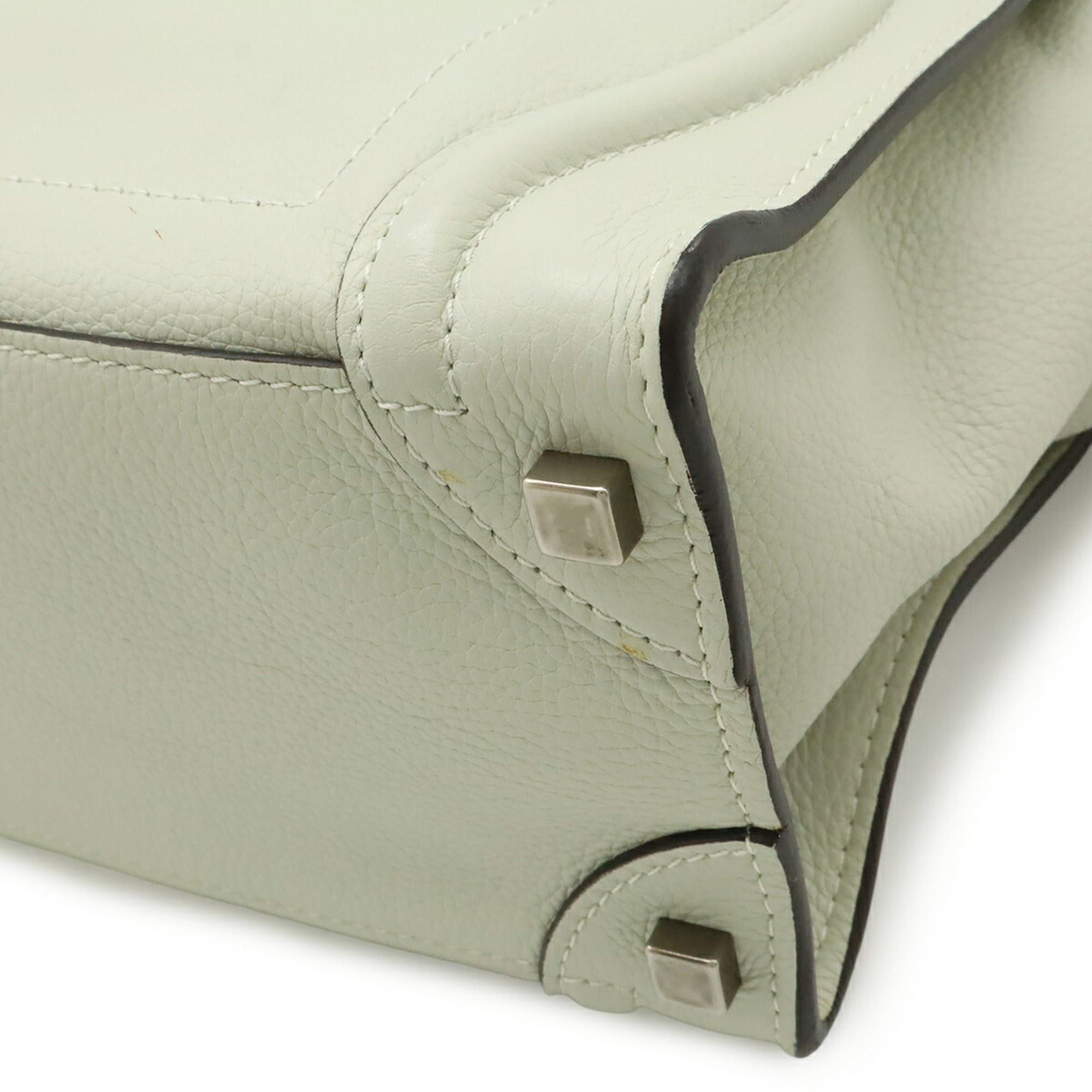 Celine CELINE Luggage Micro Shopper Tote Bag Handbag Leather Light Gray 177913 Size ONE SIZE - 4 Thumbnail