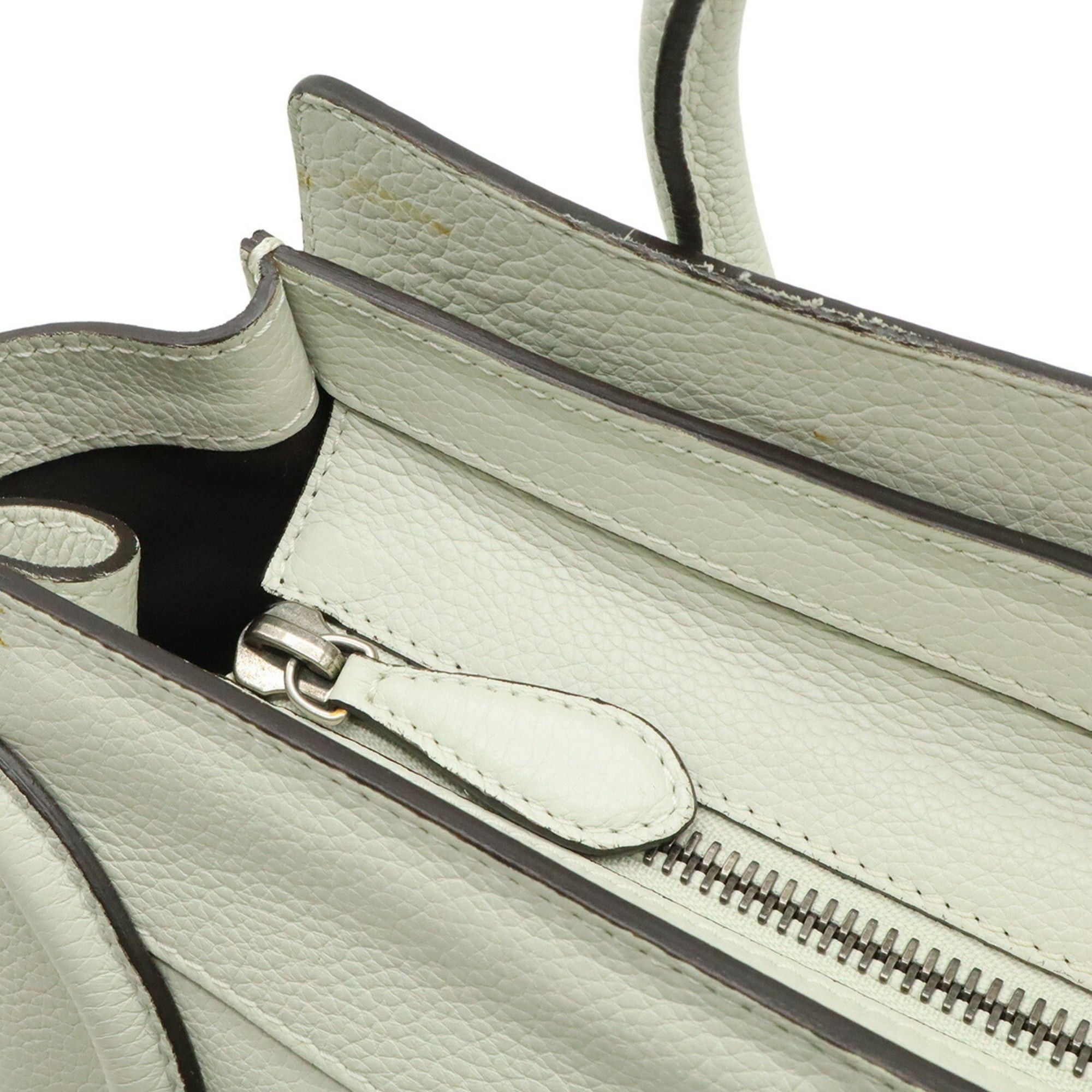 Celine CELINE Luggage Micro Shopper Tote Bag Handbag Leather Light Gray 177913 Size ONE SIZE - 6 Thumbnail