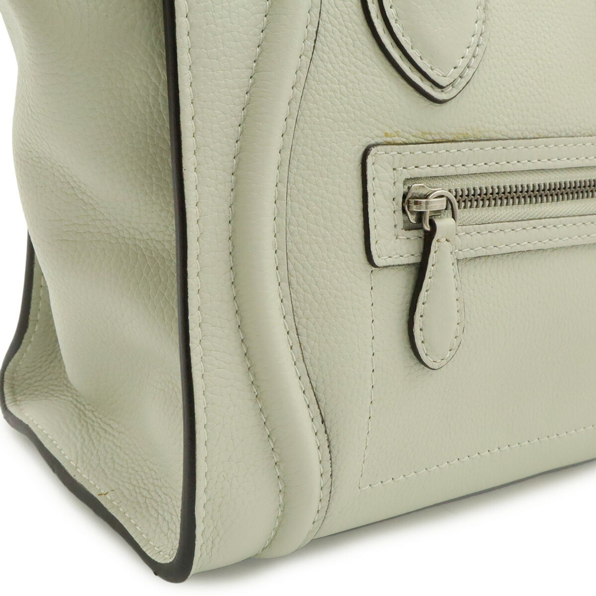 Celine CELINE Luggage Micro Shopper Tote Bag Handbag Leather Light Gray 177913 Size ONE SIZE - 10 Thumbnail