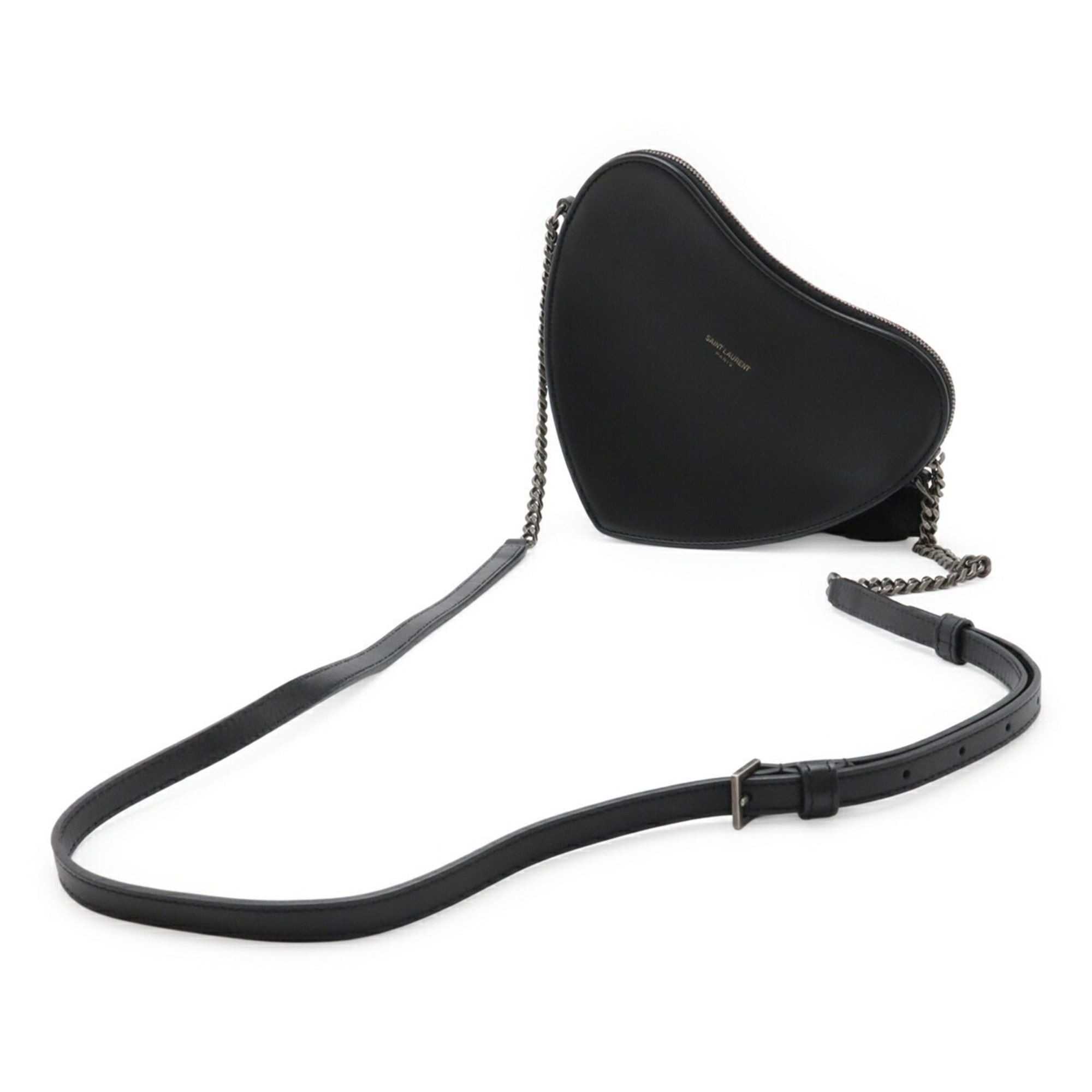 Yves Saint Laurent SAINT LAURENT PARIS YSL Yves Saint Laurent Heart Pochette Chain Shoulder Bag Tassel Leather Black 540694 Size ONE SIZE - 3 Thumbnail