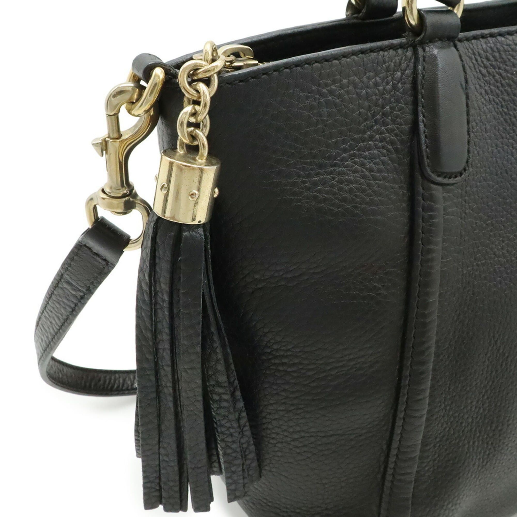 Gucci GUCCI Soho Interlocking G Tote Bag Shoulder Tassel Leather Black 369176 Size ONE SIZE - 5 Thumbnail