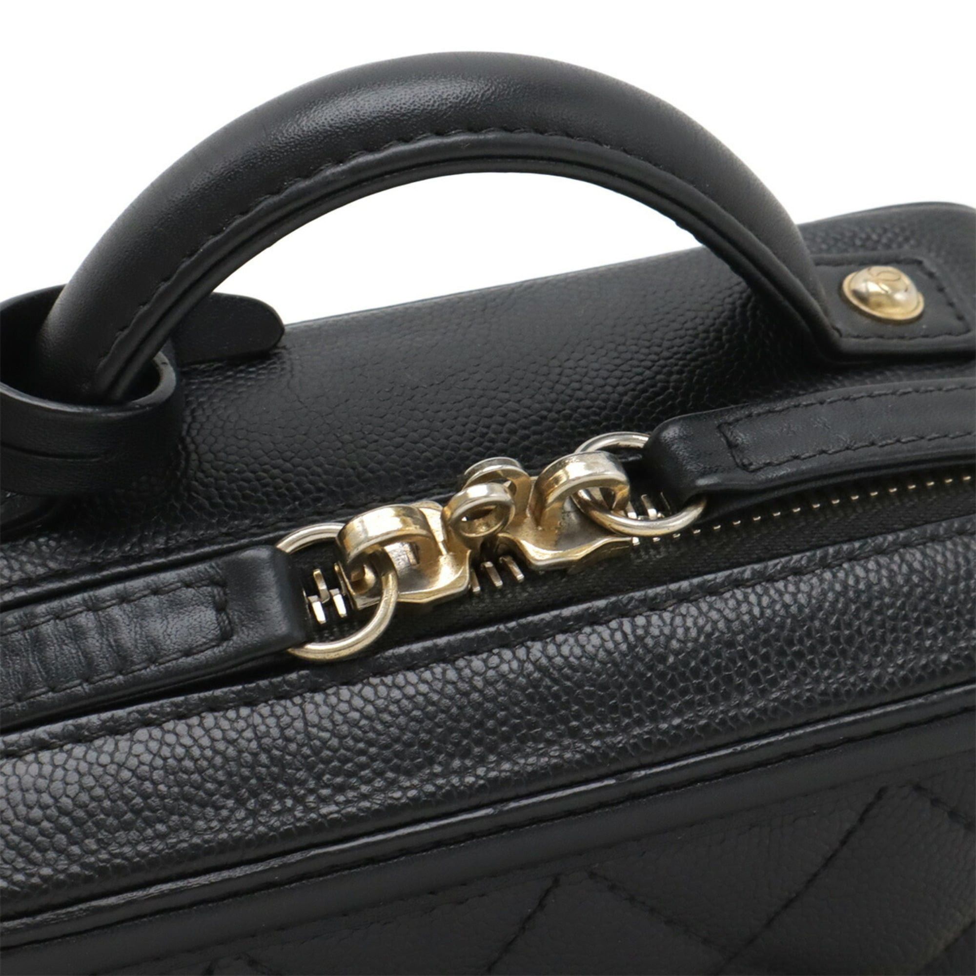 Chanel CHANEL CC Filigree Small Vanity Bag, Handbag, Chain Shoulder Caviar Leather, Black, A93342 Size ONE SIZE - 5 Thumbnail